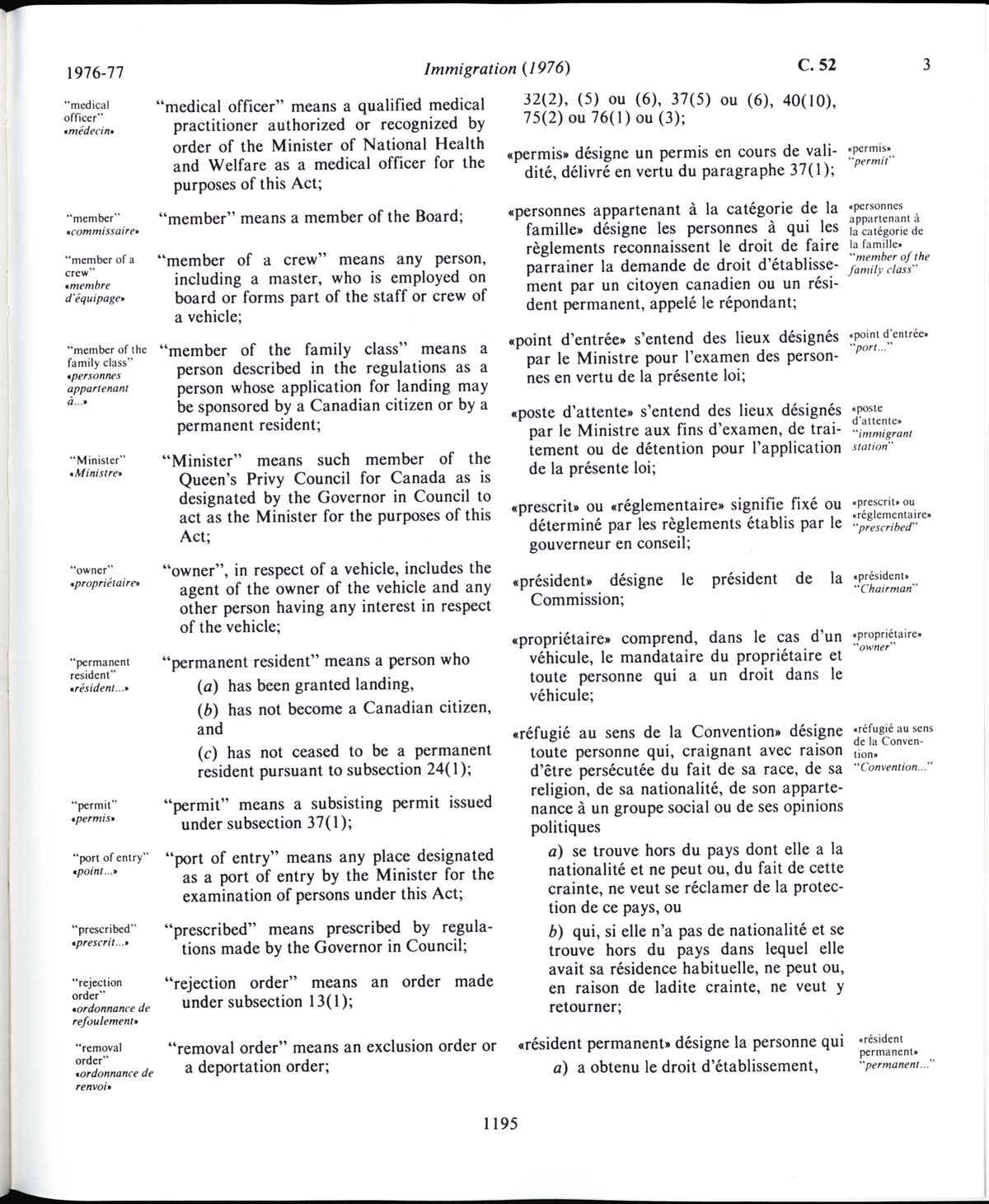 Page 1195 Loi sur l’immigration de 1976