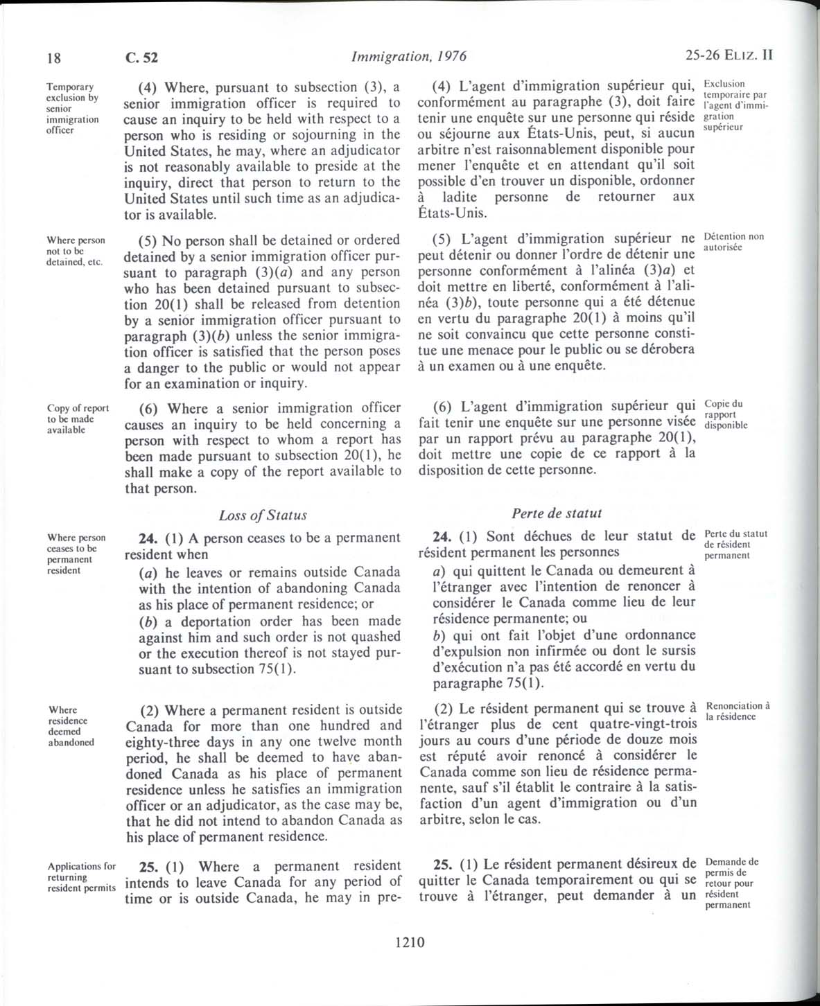 Page 1210 Loi sur l’immigration de 1976