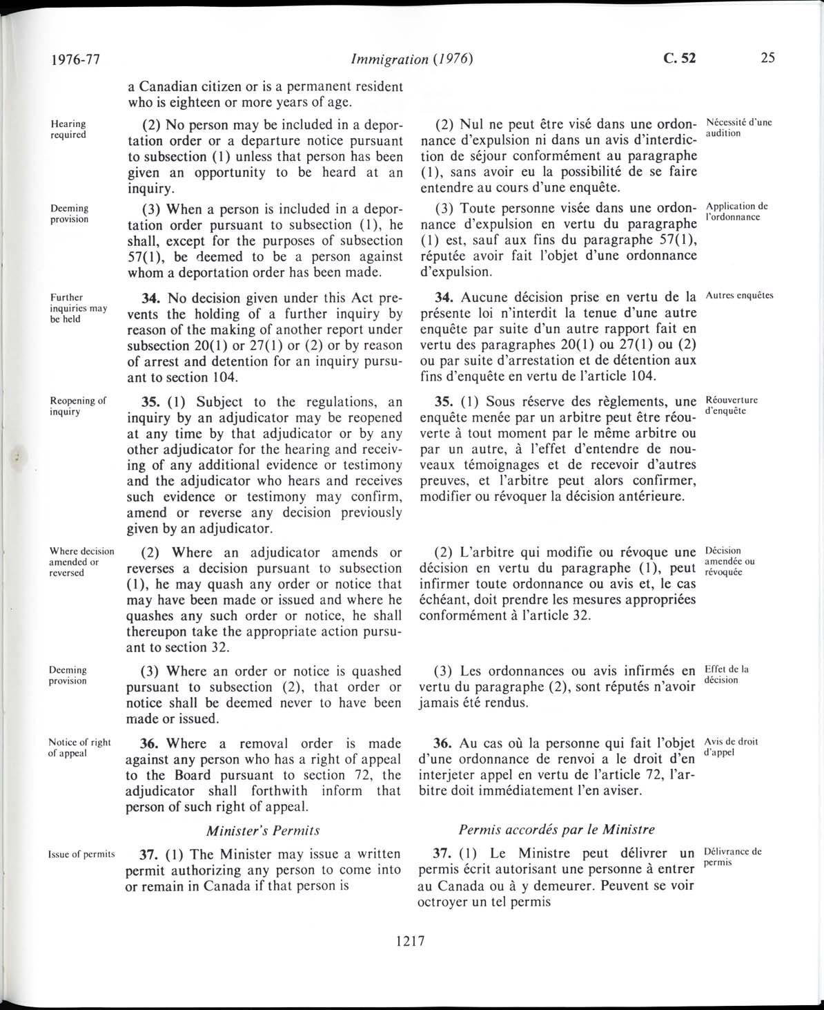 Page 1217 Loi sur l’immigration de 1976