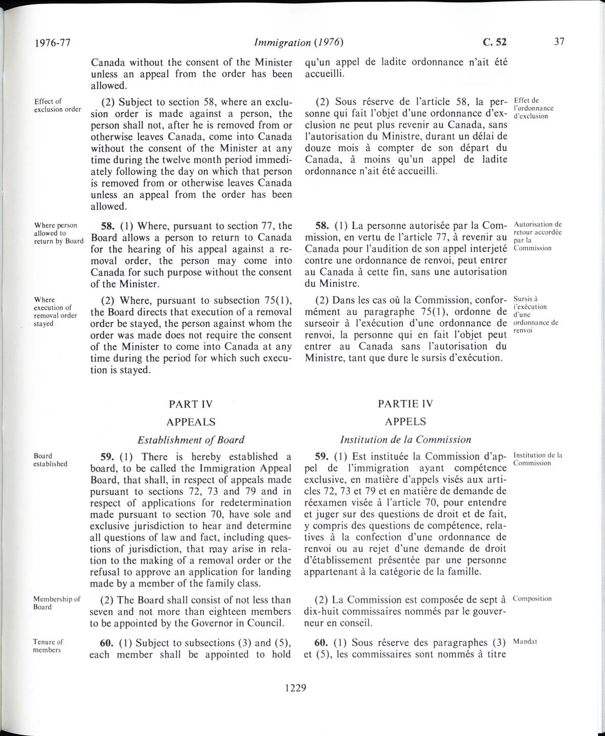 Page 1229 Loi sur l’immigration de 1976