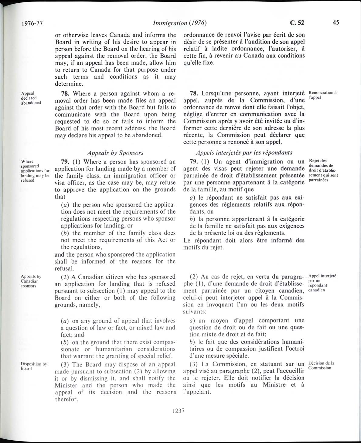 Page 1237 Loi sur l’immigration de 1976