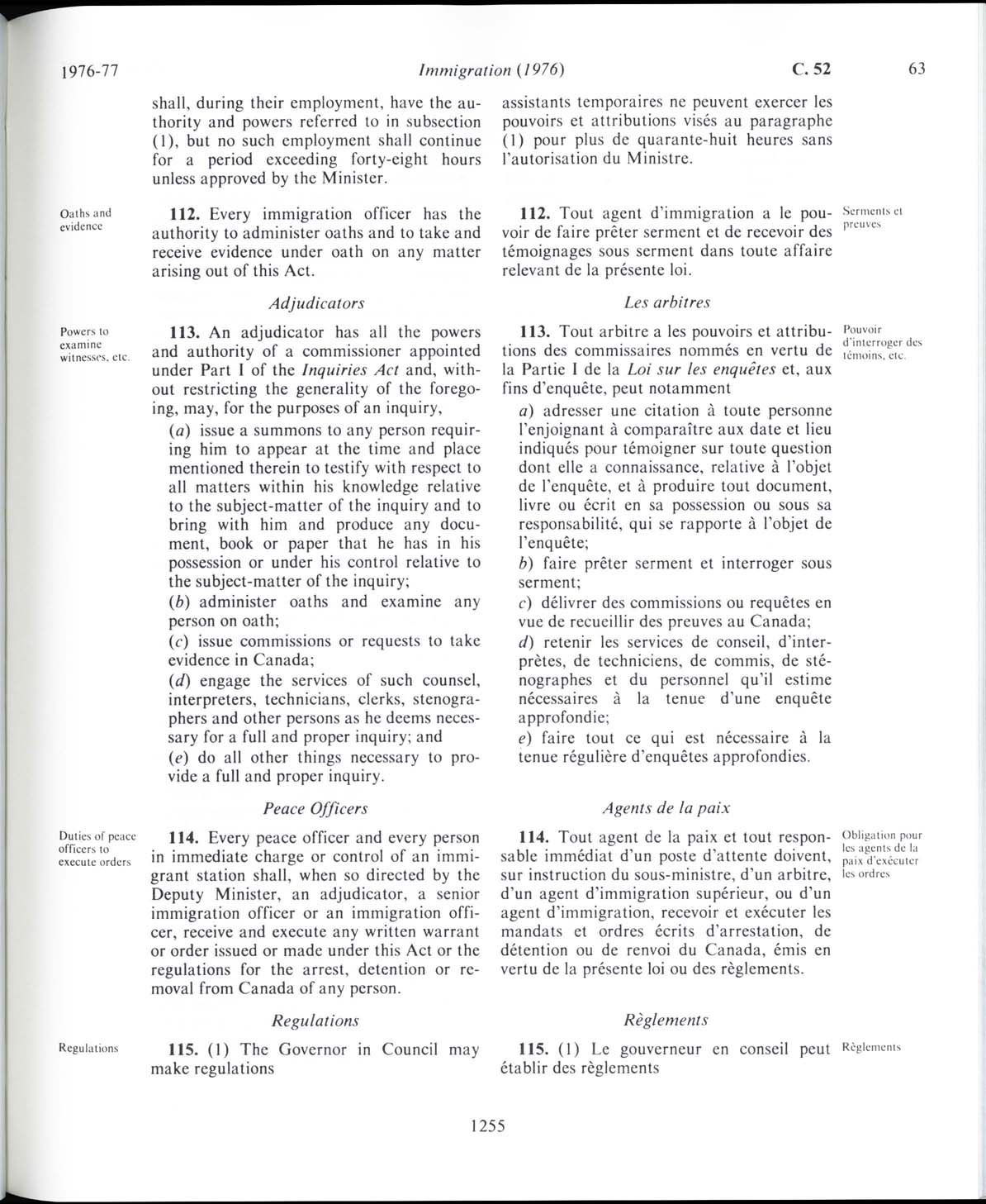 Page 1255 Loi sur l’immigration de 1976