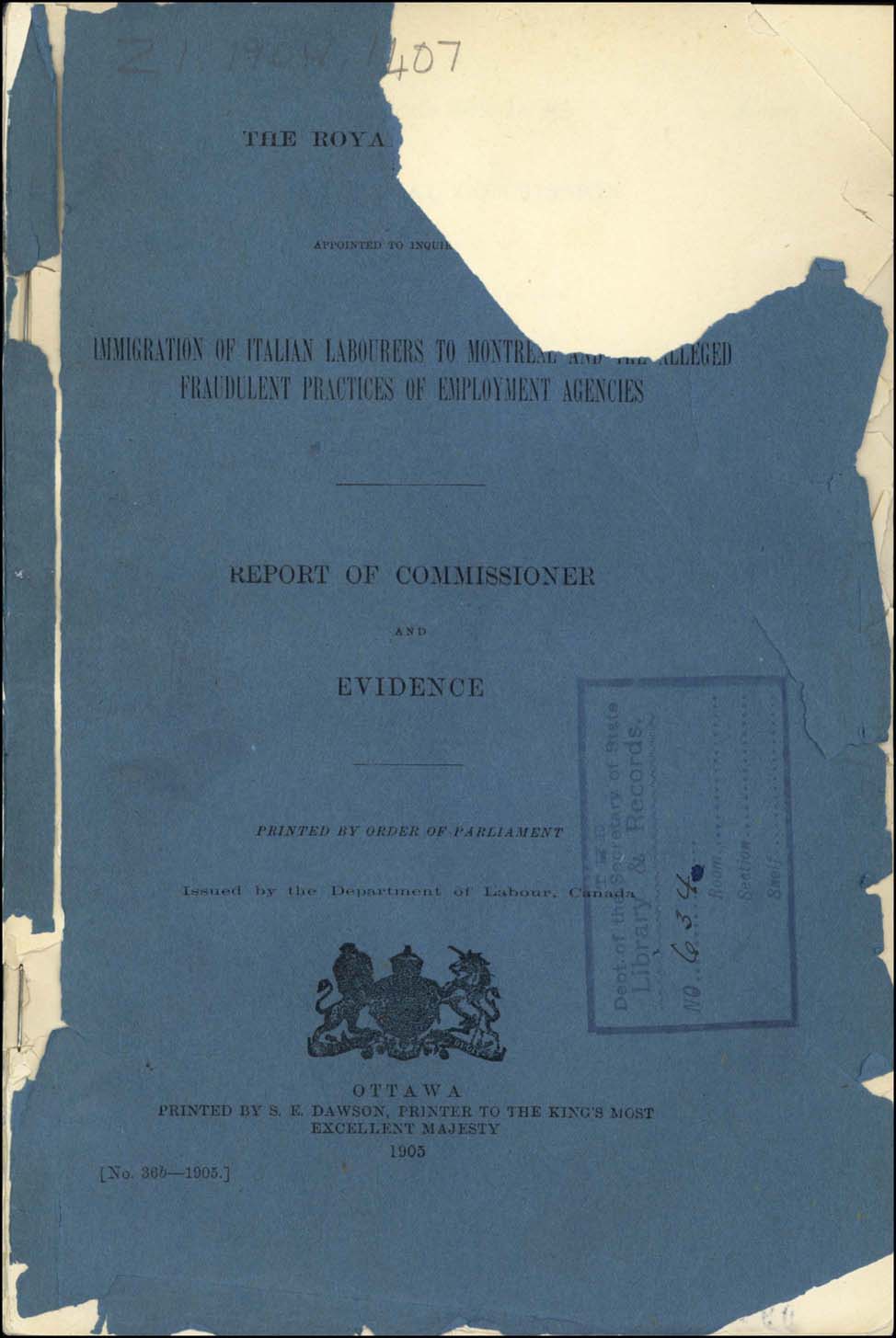 Commission royale sur l’immigration italienne, 1904-1905