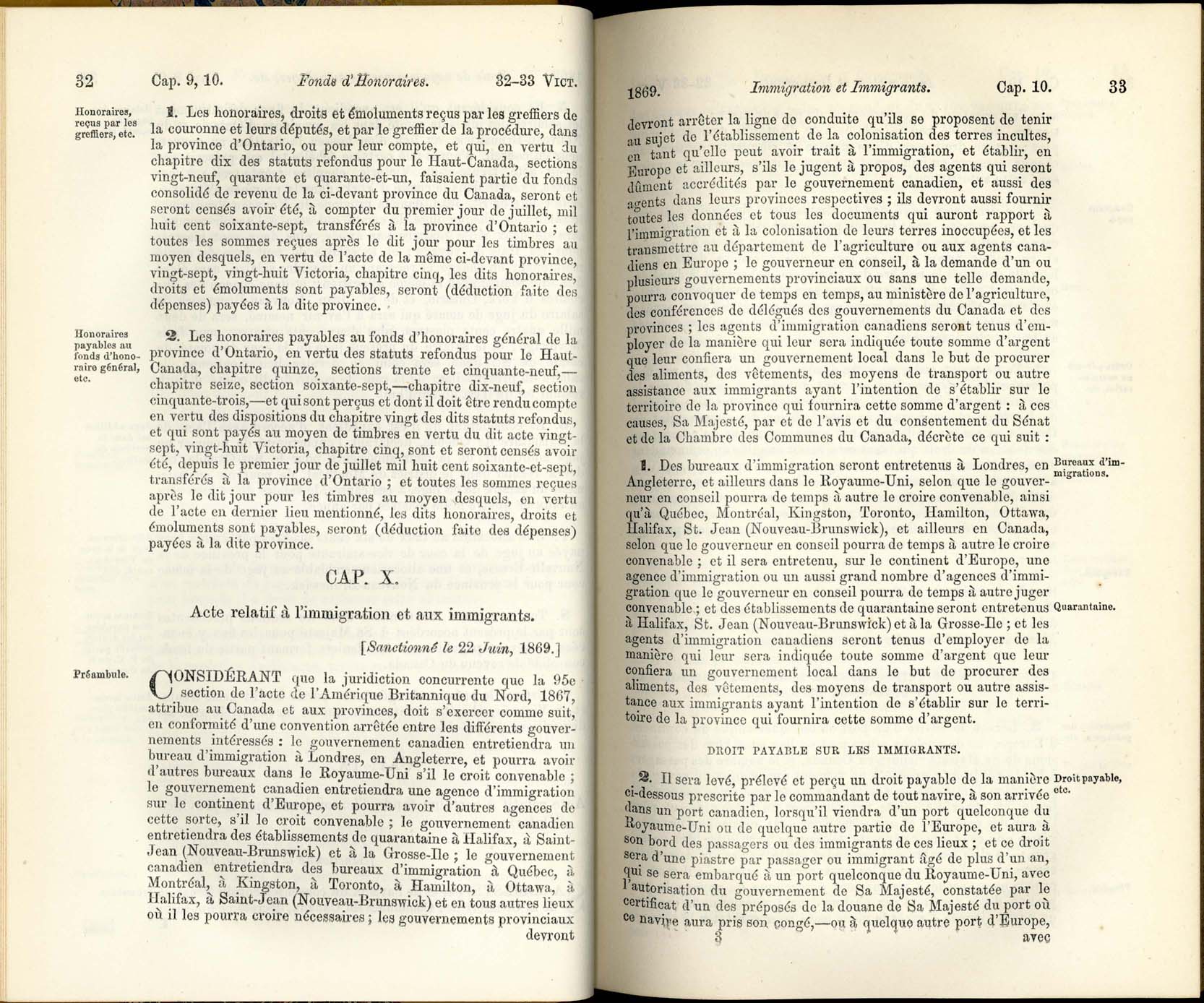 Page 32, 33 L’Acte d’Immigration, 1869