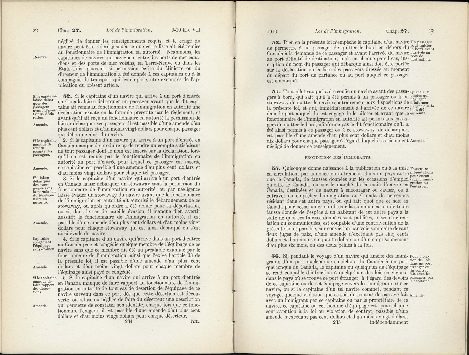 Chap 27 Page 234, 235 L’Acte d’immigration, 1910