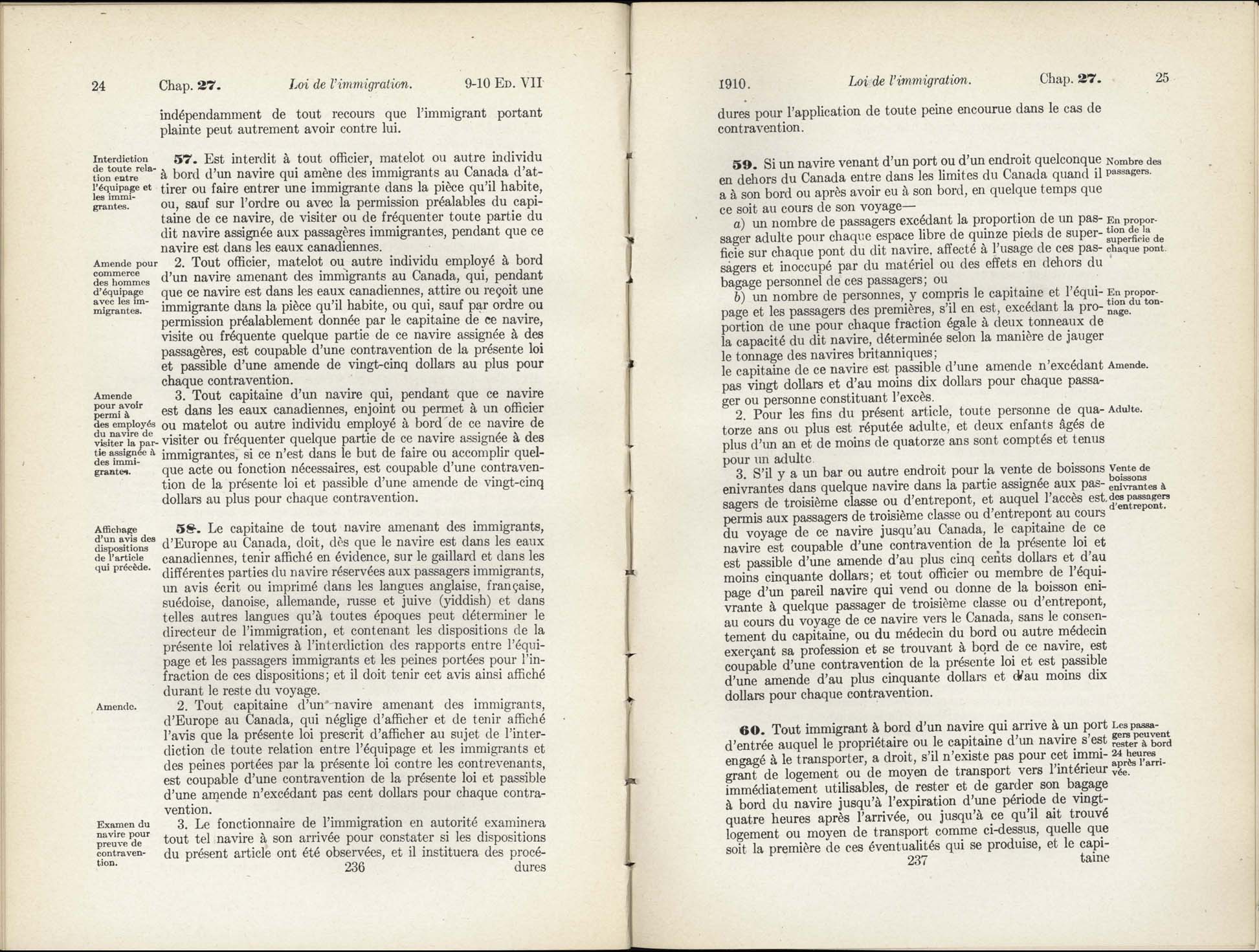 Chap 27 Page 236, 237 L’Acte d’immigration, 1910