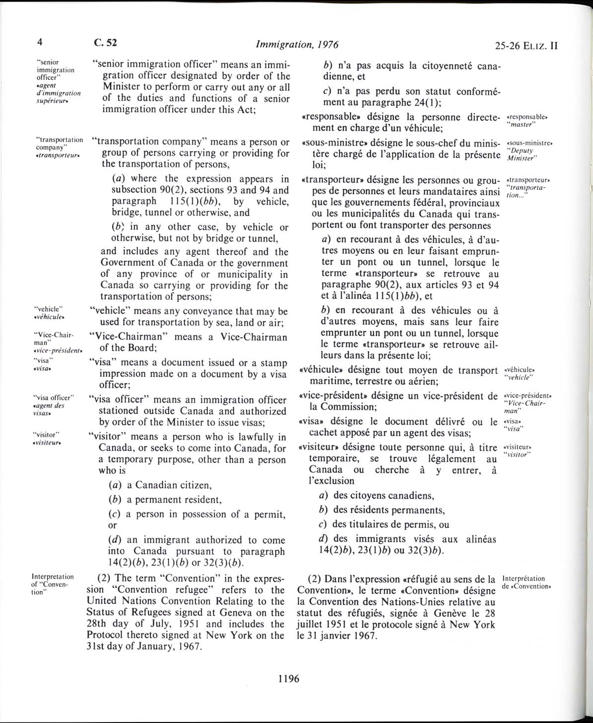 Page 1196 Loi sur l’immigration de 1976