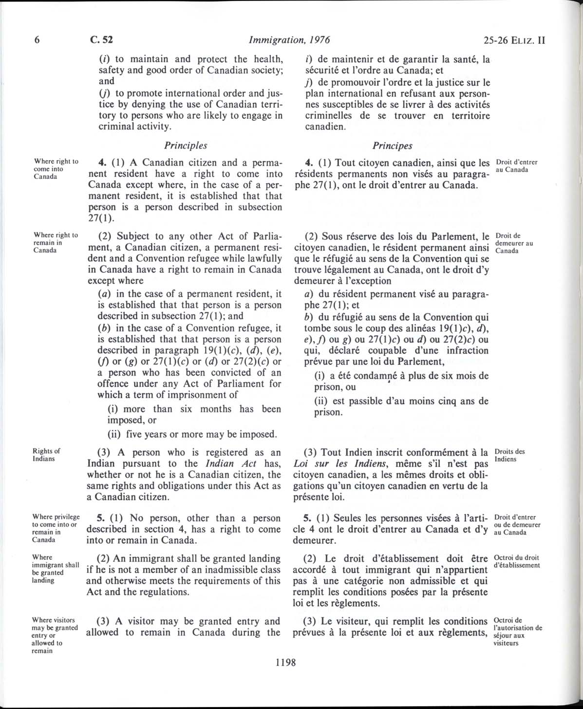 Page 1198 Loi sur l’immigration de 1976