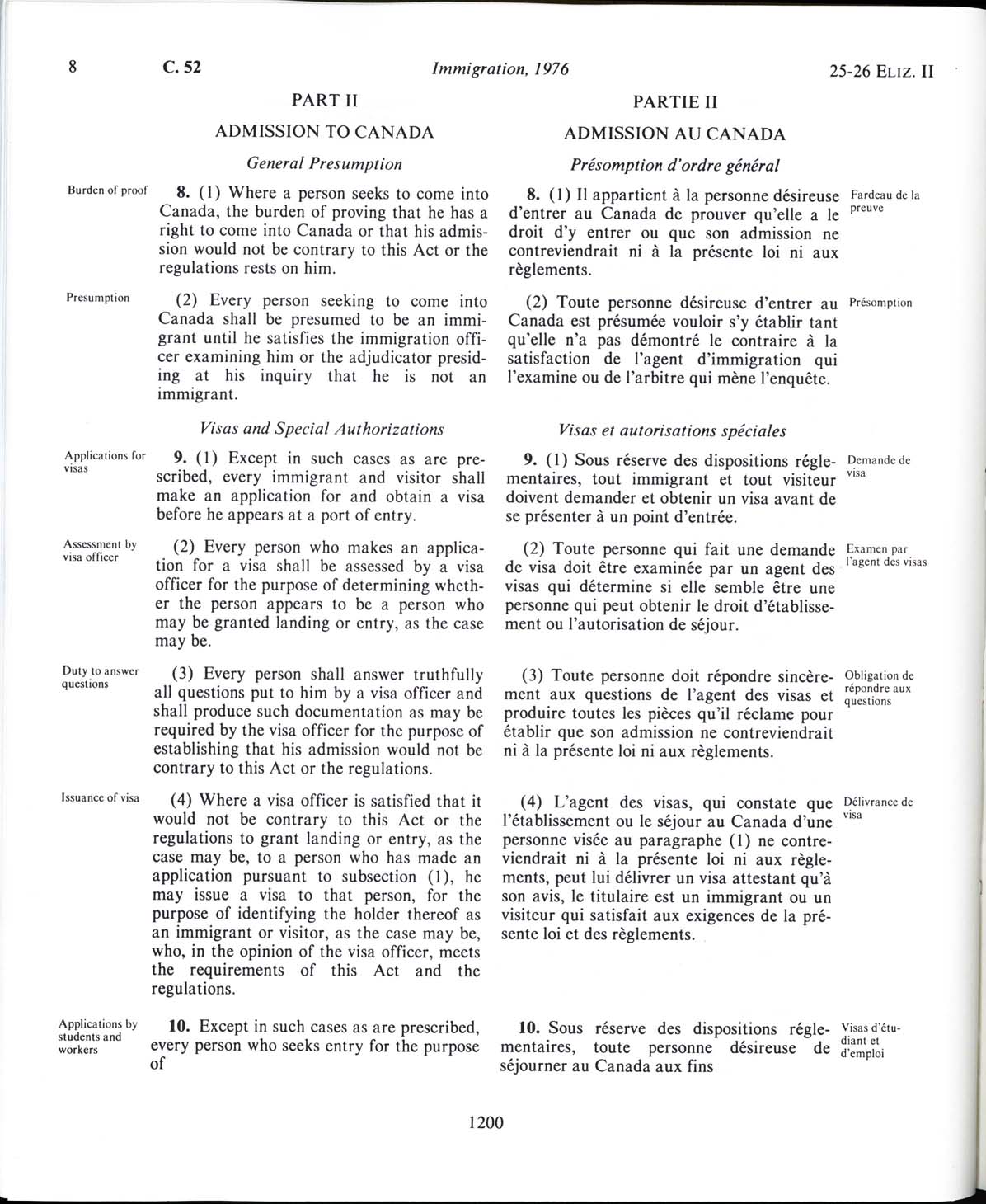 Page 1200 Loi sur l’immigration de 1976