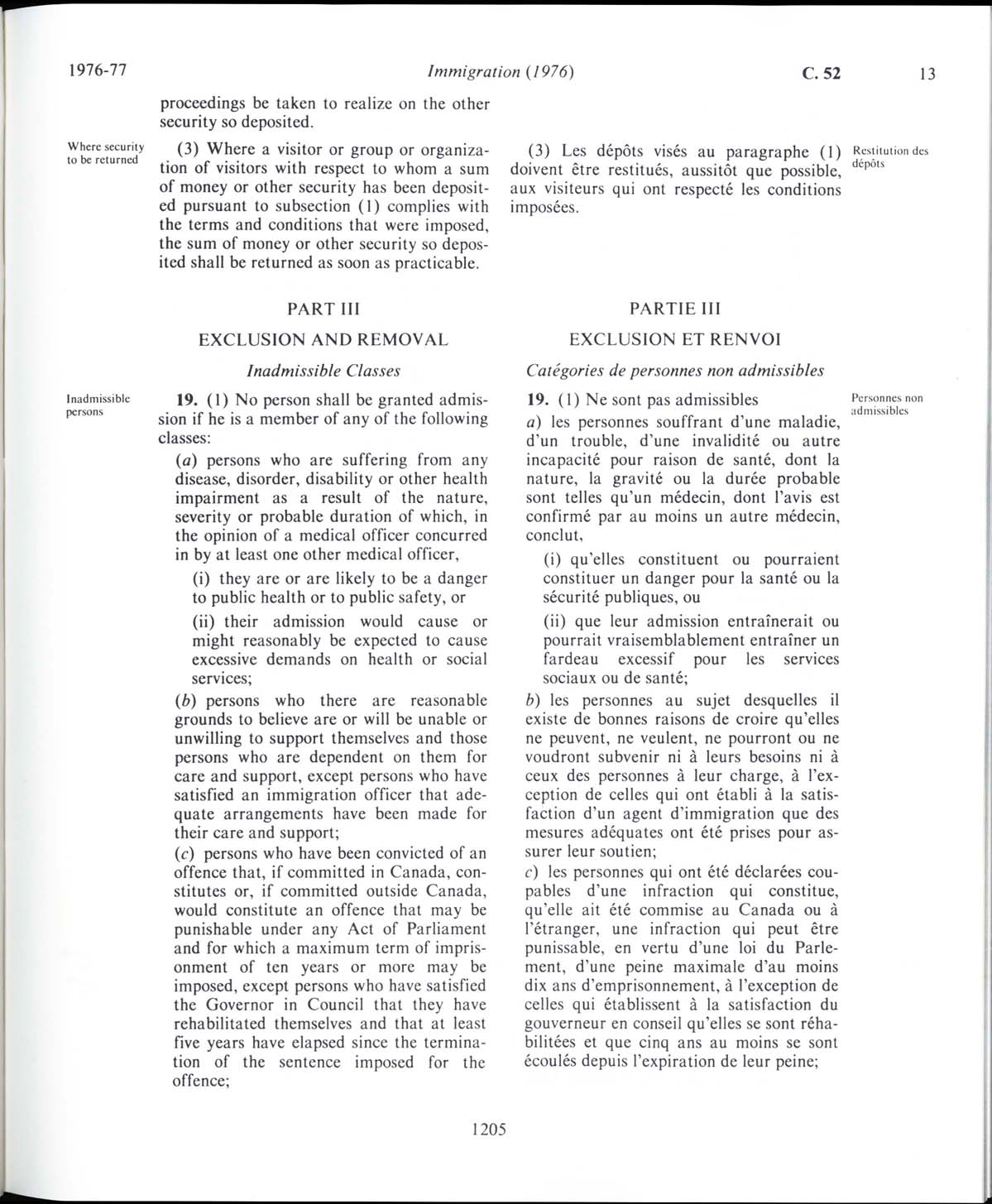 Page 1205 Loi sur l’immigration de 1976