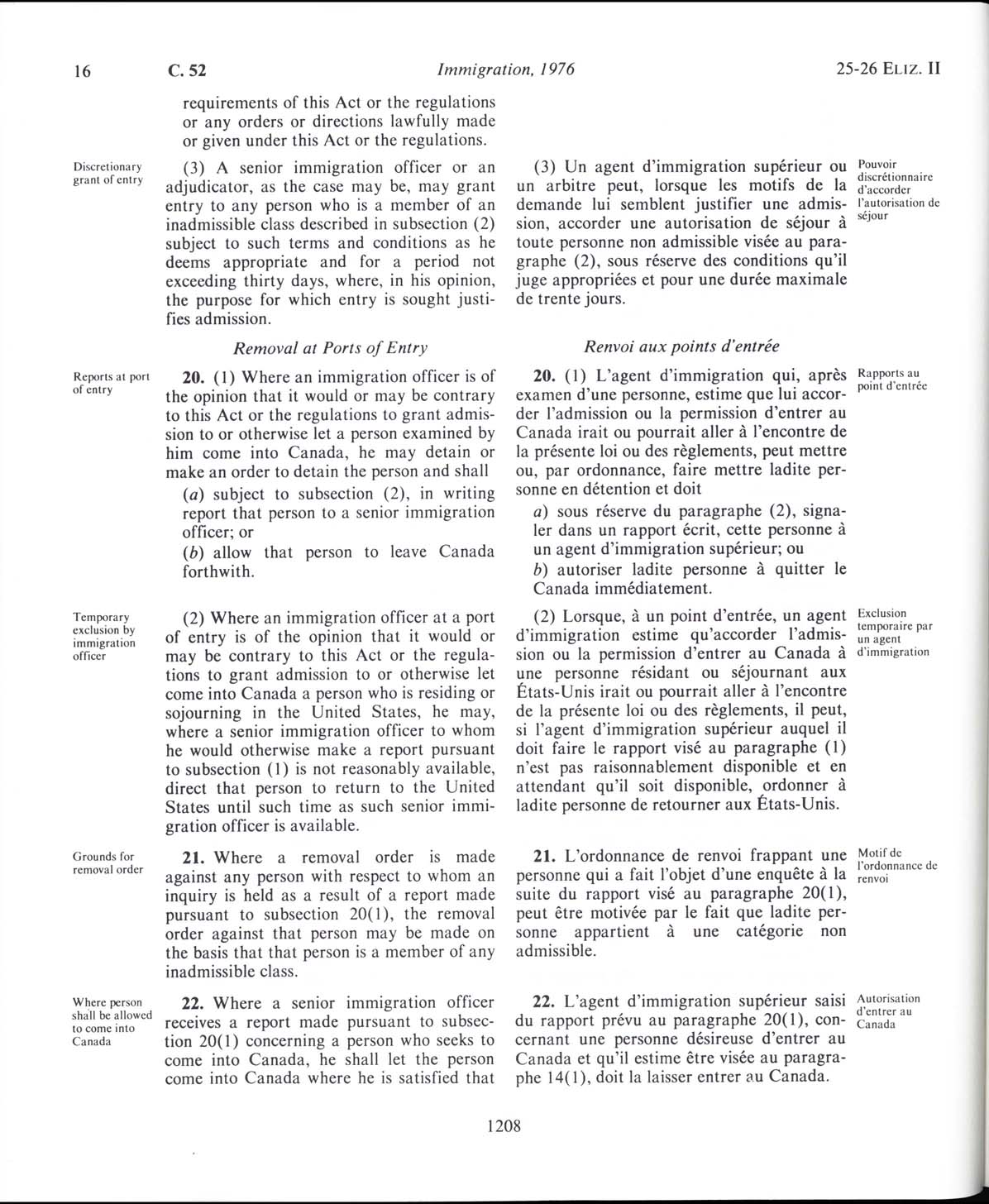 Page 1208 Loi sur l’immigration de 1976