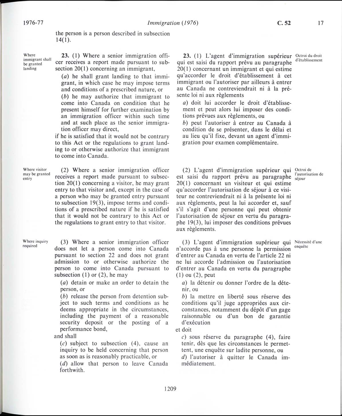 Page 1209 Loi sur l’immigration de 1976