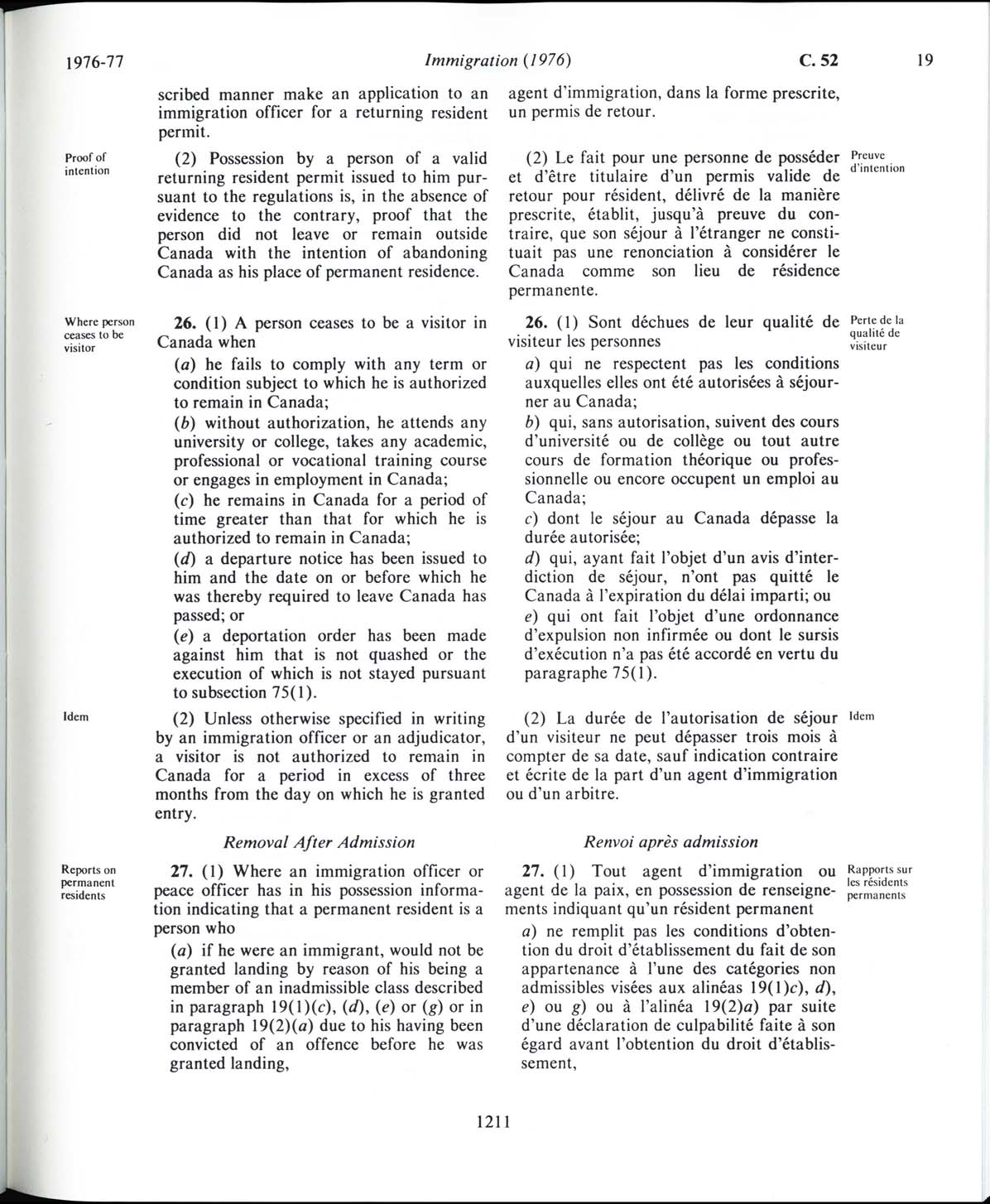 Page 1211 Loi sur l’immigration de 1976