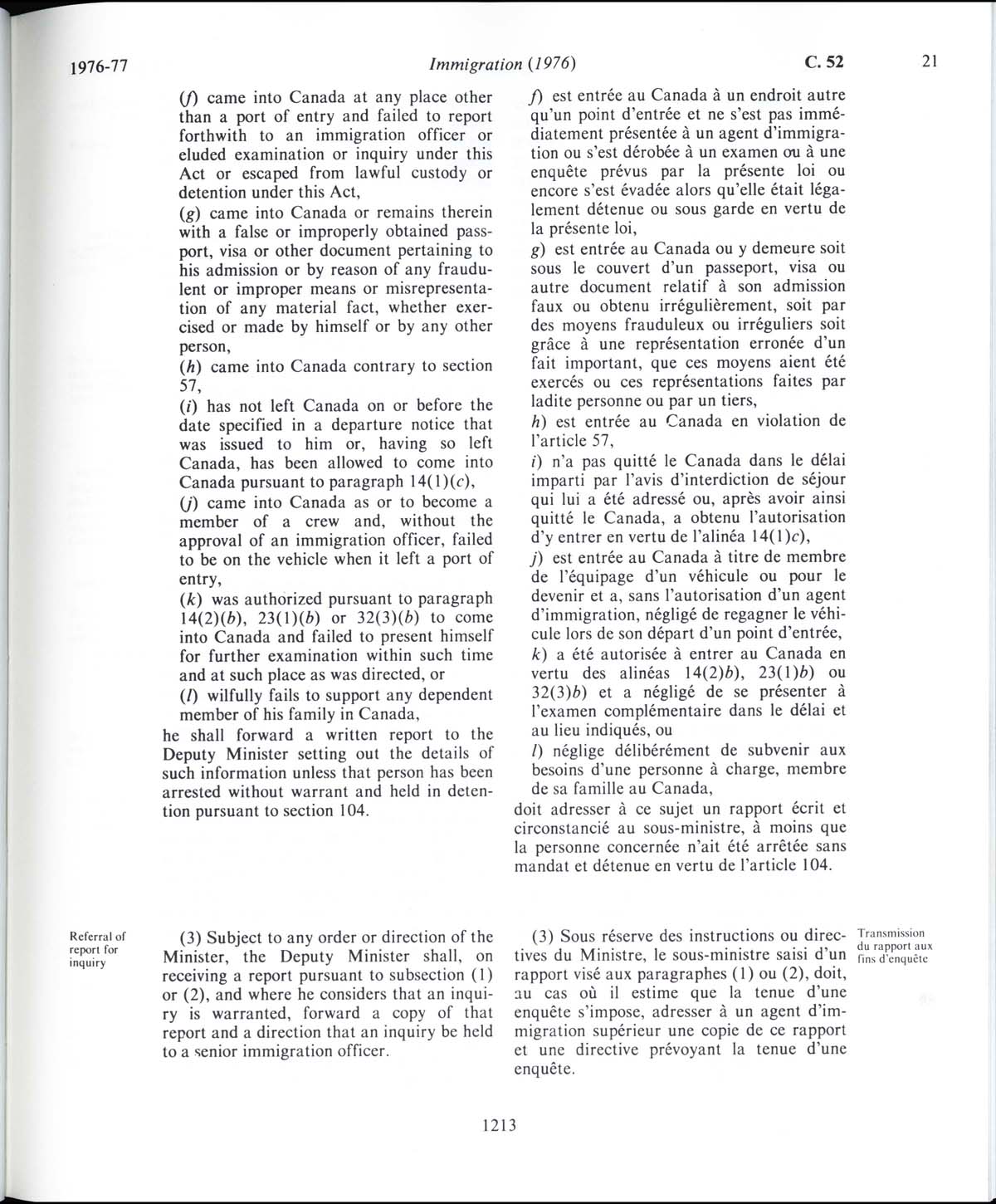 Page 1213 Loi sur l’immigration de 1976