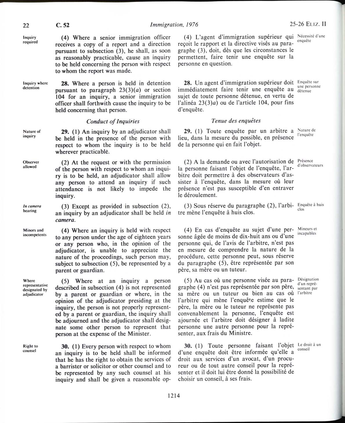 Page 1214 Loi sur l’immigration de 1976