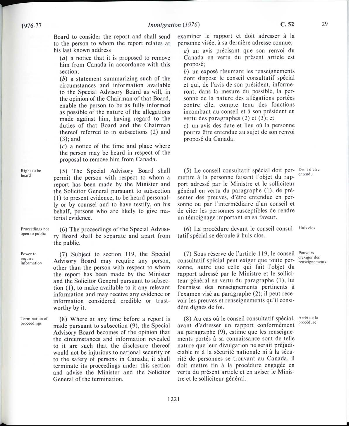 Page 1221 Loi sur l’immigration de 1976