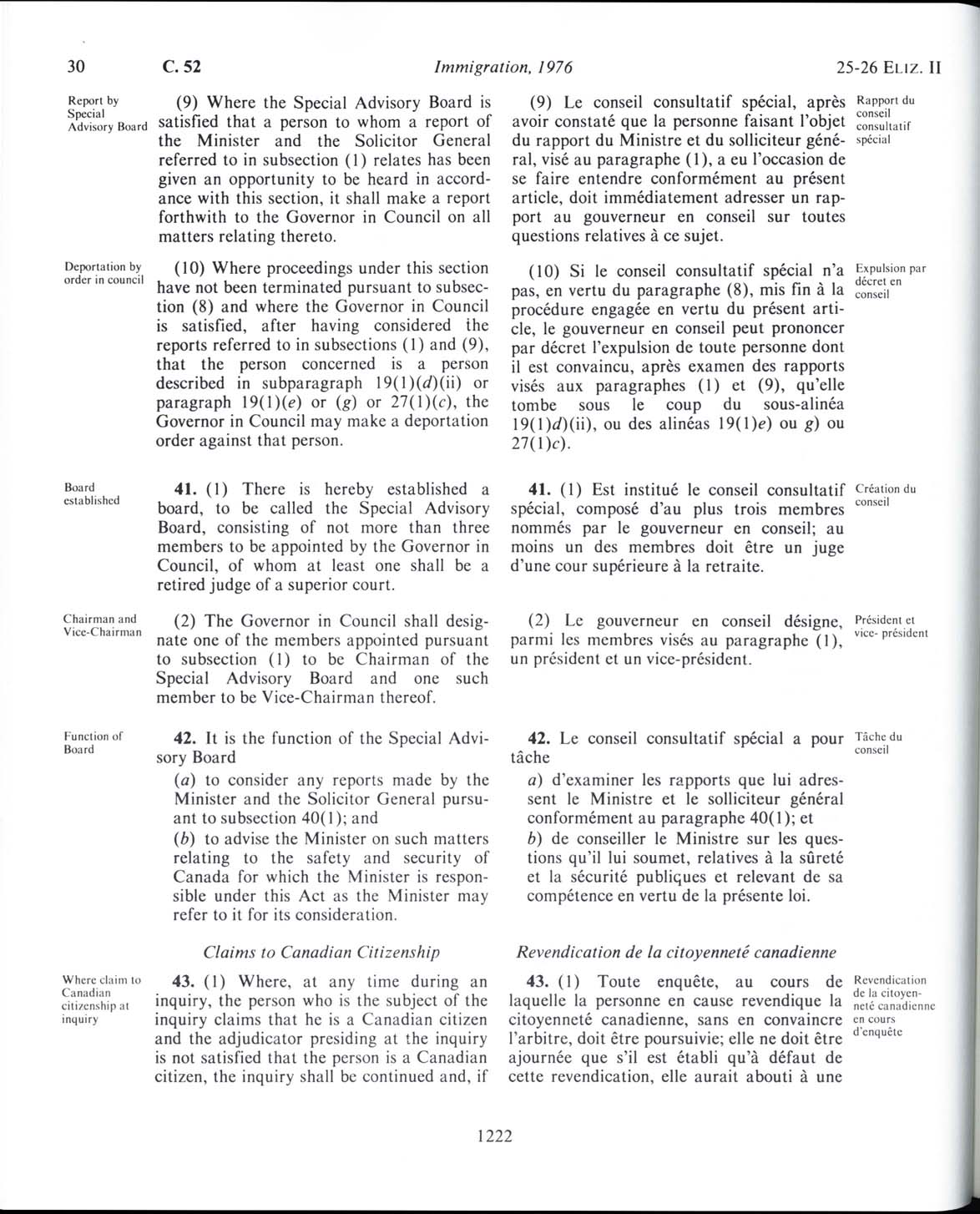 Page 1222 Loi sur l’immigration de 1976