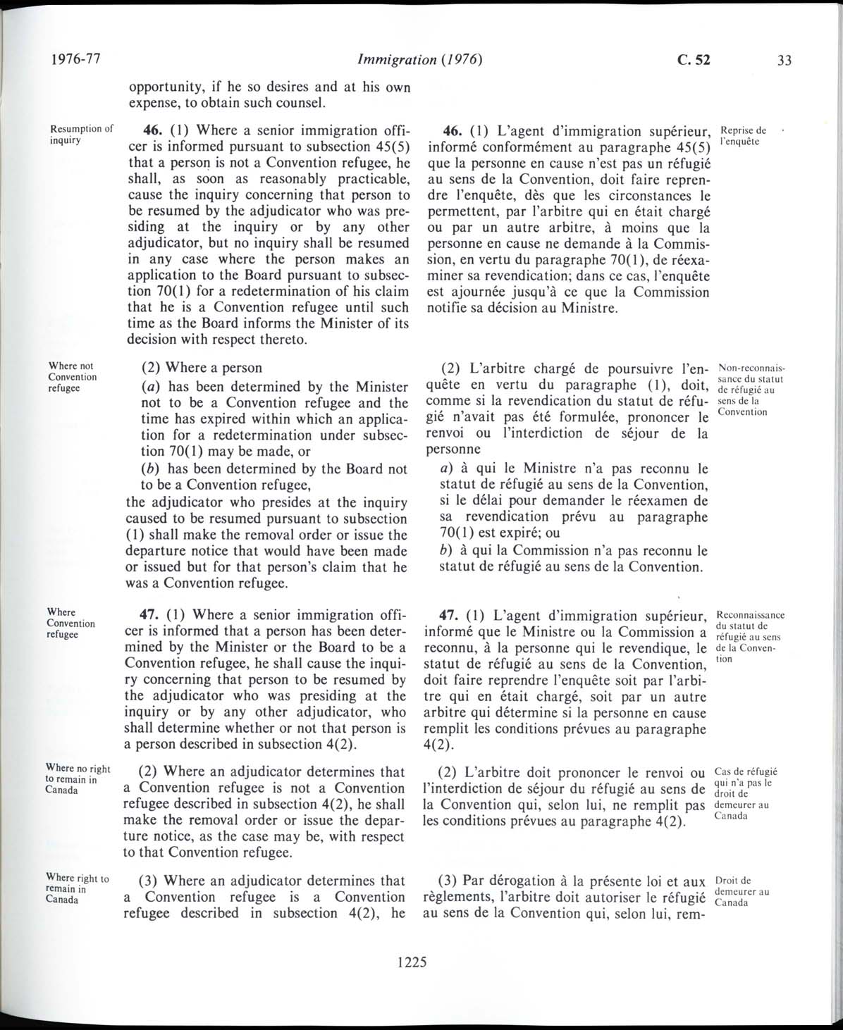 Page 1225 Loi sur l’immigration de 1976