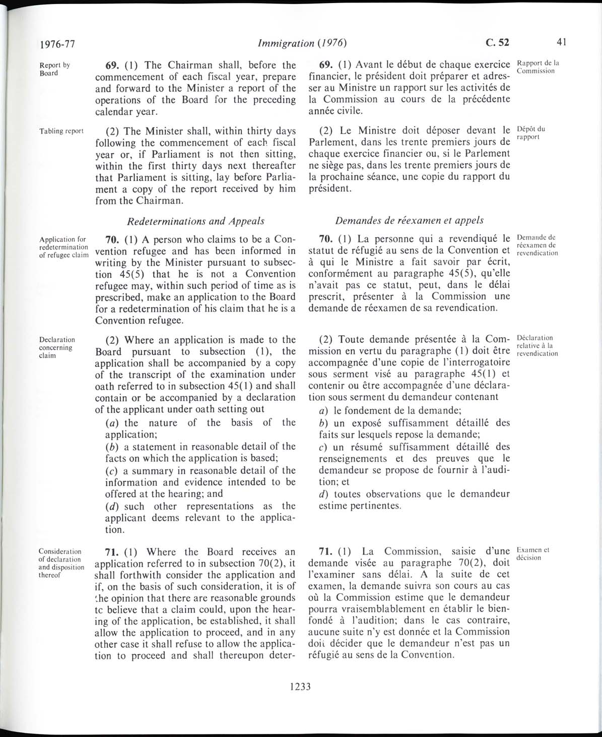 Page 1233 Loi sur l’immigration de 1976