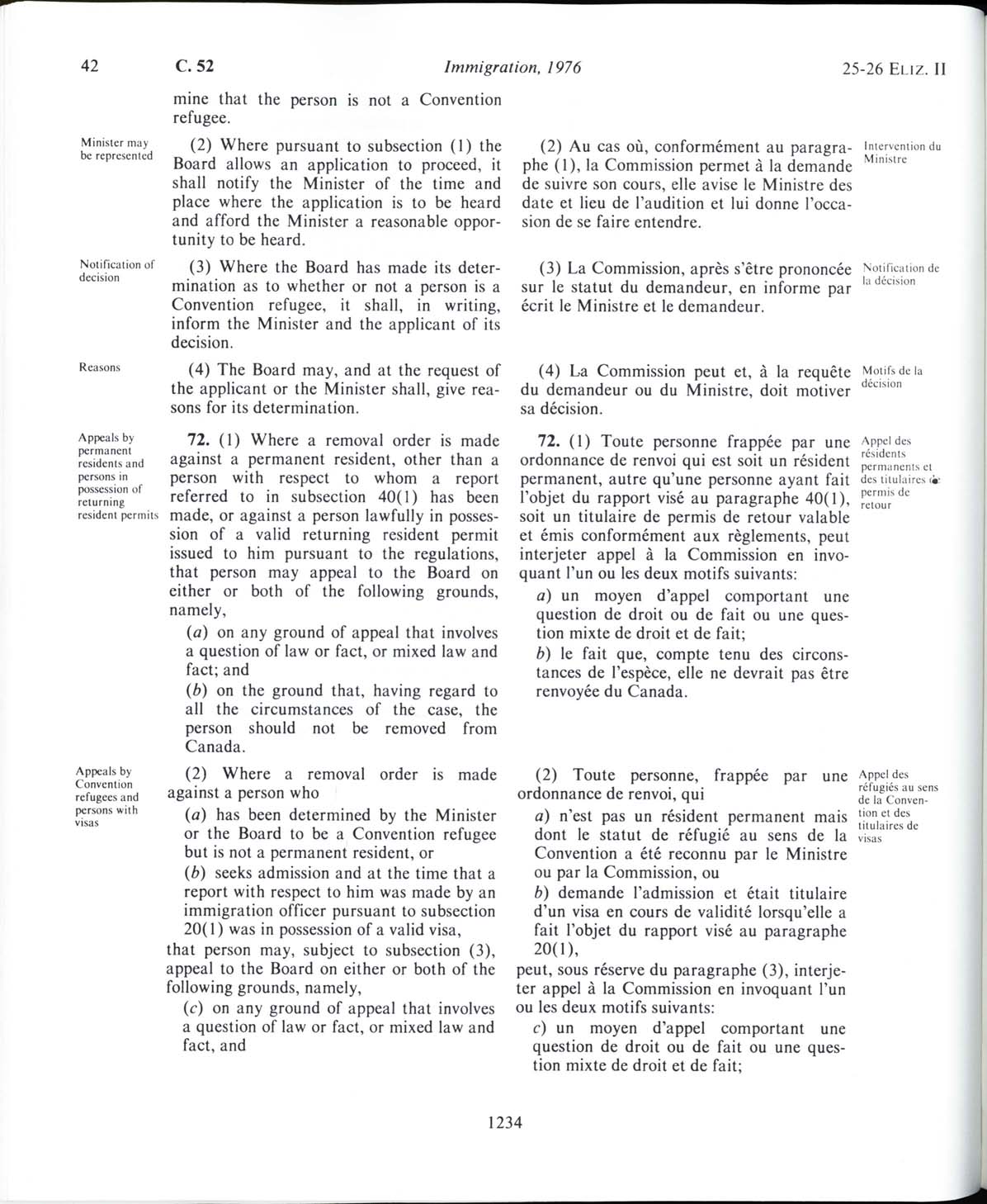 Page 1234 Loi sur l’immigration de 1976