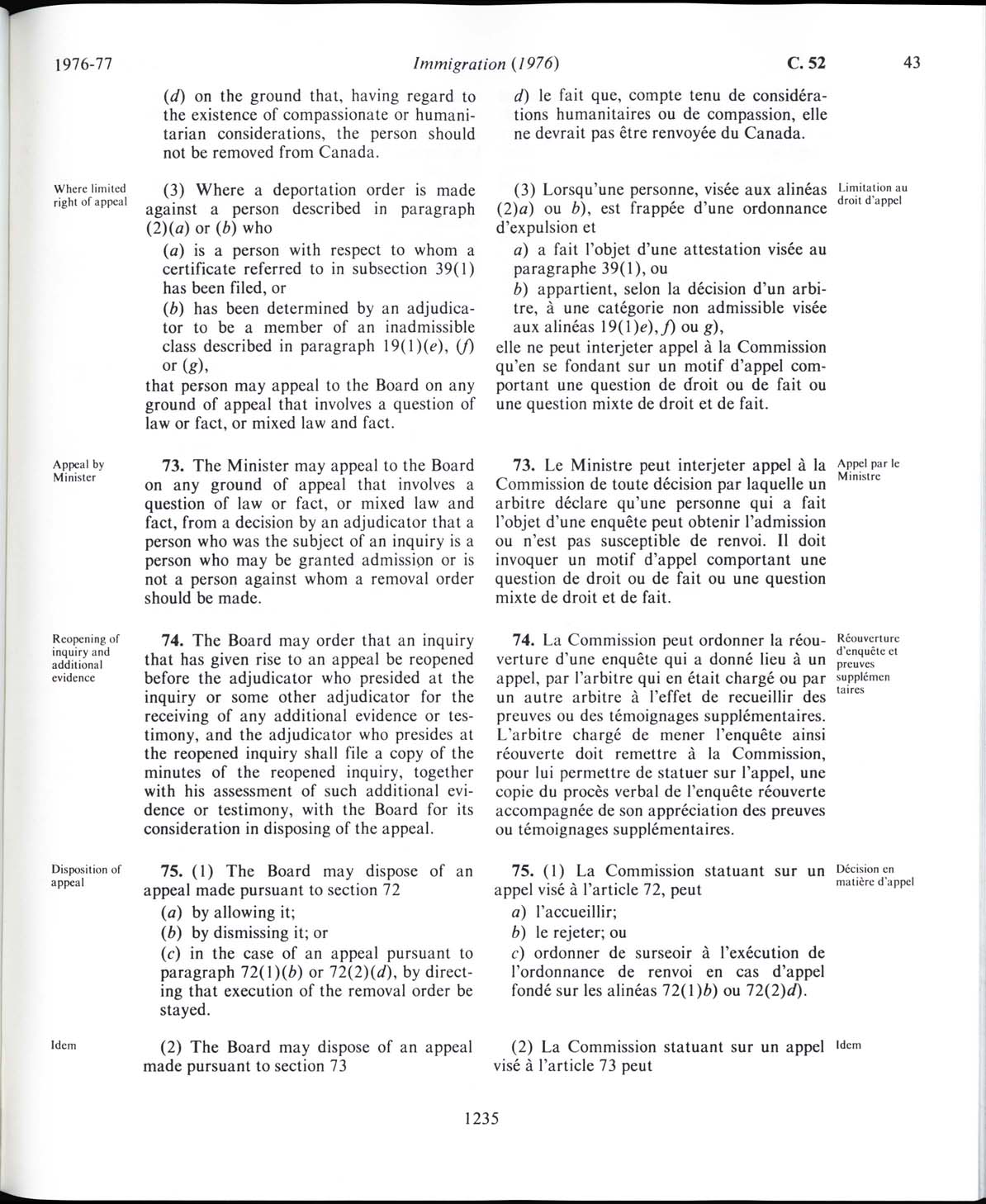 Page 1235 Loi sur l’immigration de 1976