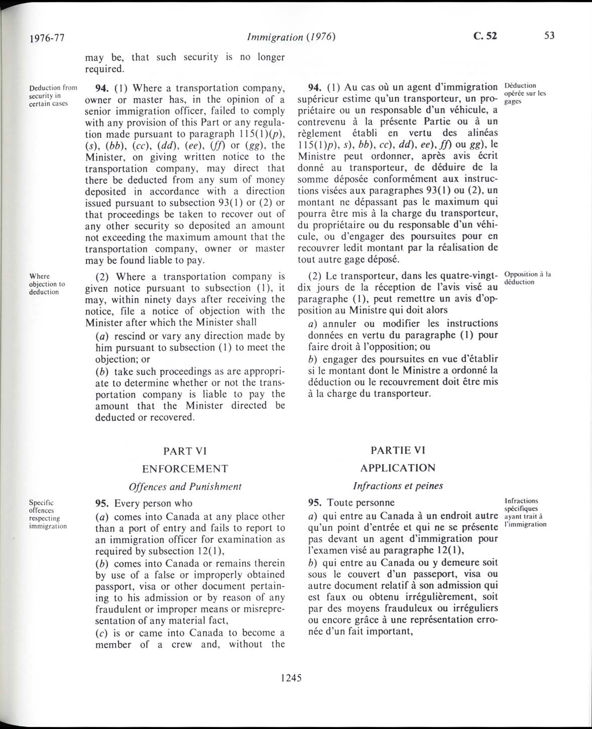 Page 1245 Loi sur l’immigration de 1976