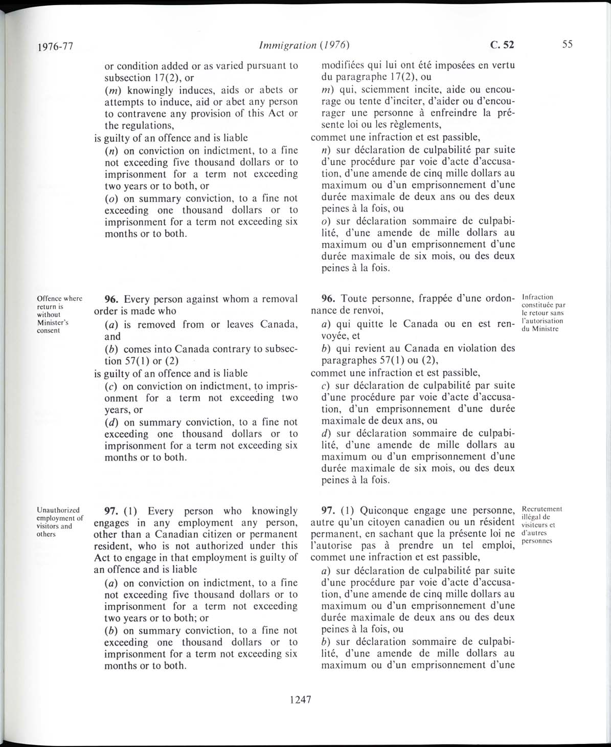 Page 1247 Loi sur l’immigration de 1976