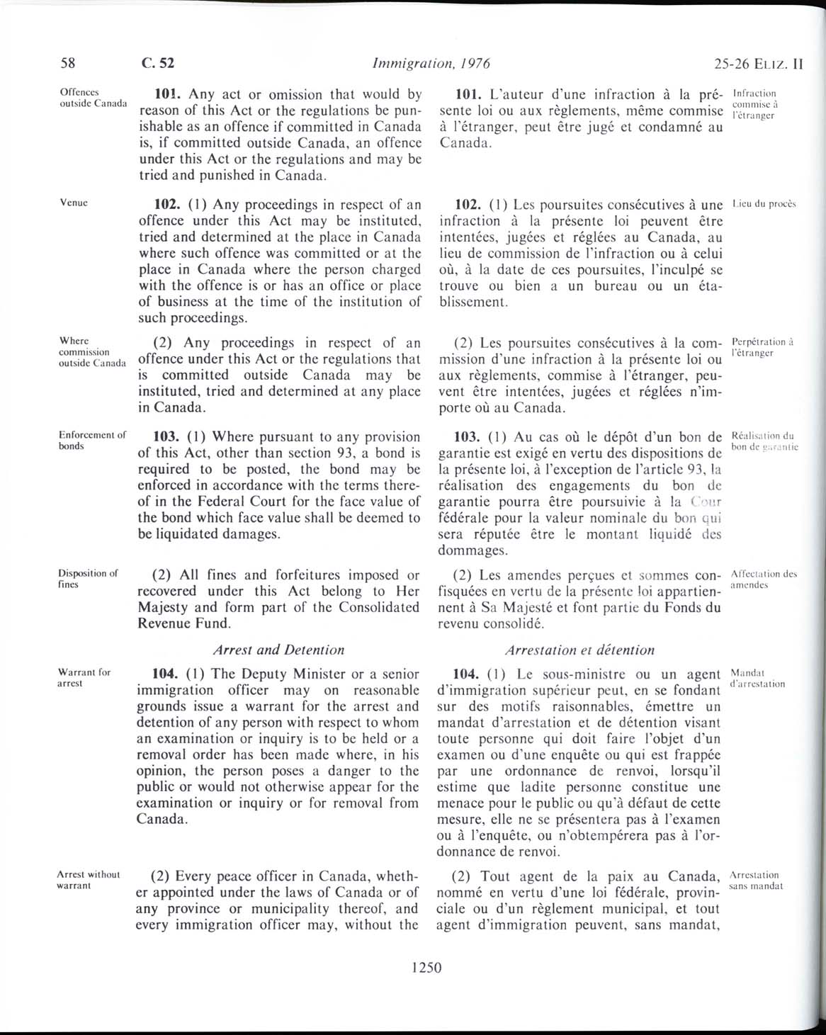 Page 1250 Loi sur l’immigration de 1976