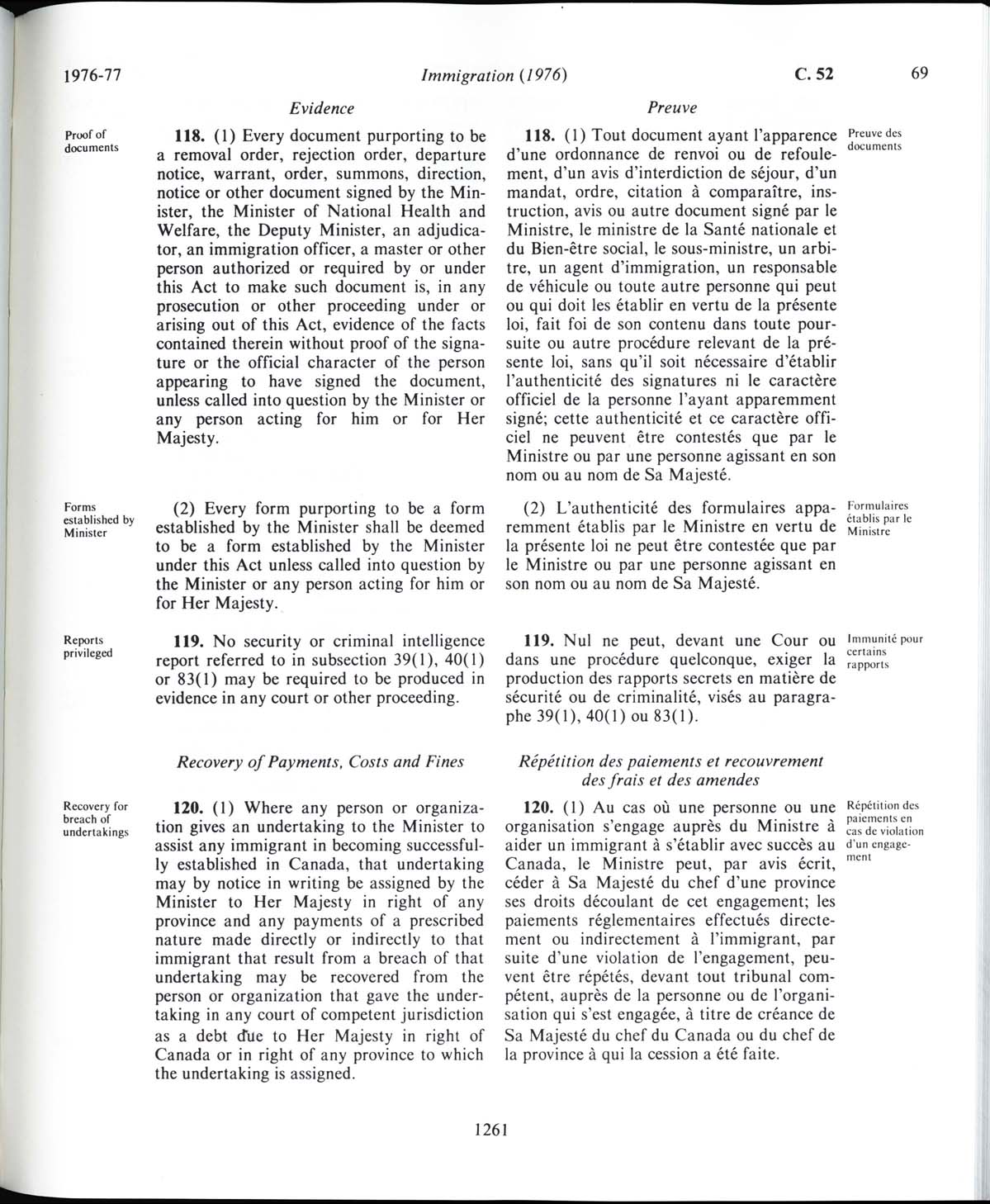 Page 1261 Loi sur l’immigration de 1976