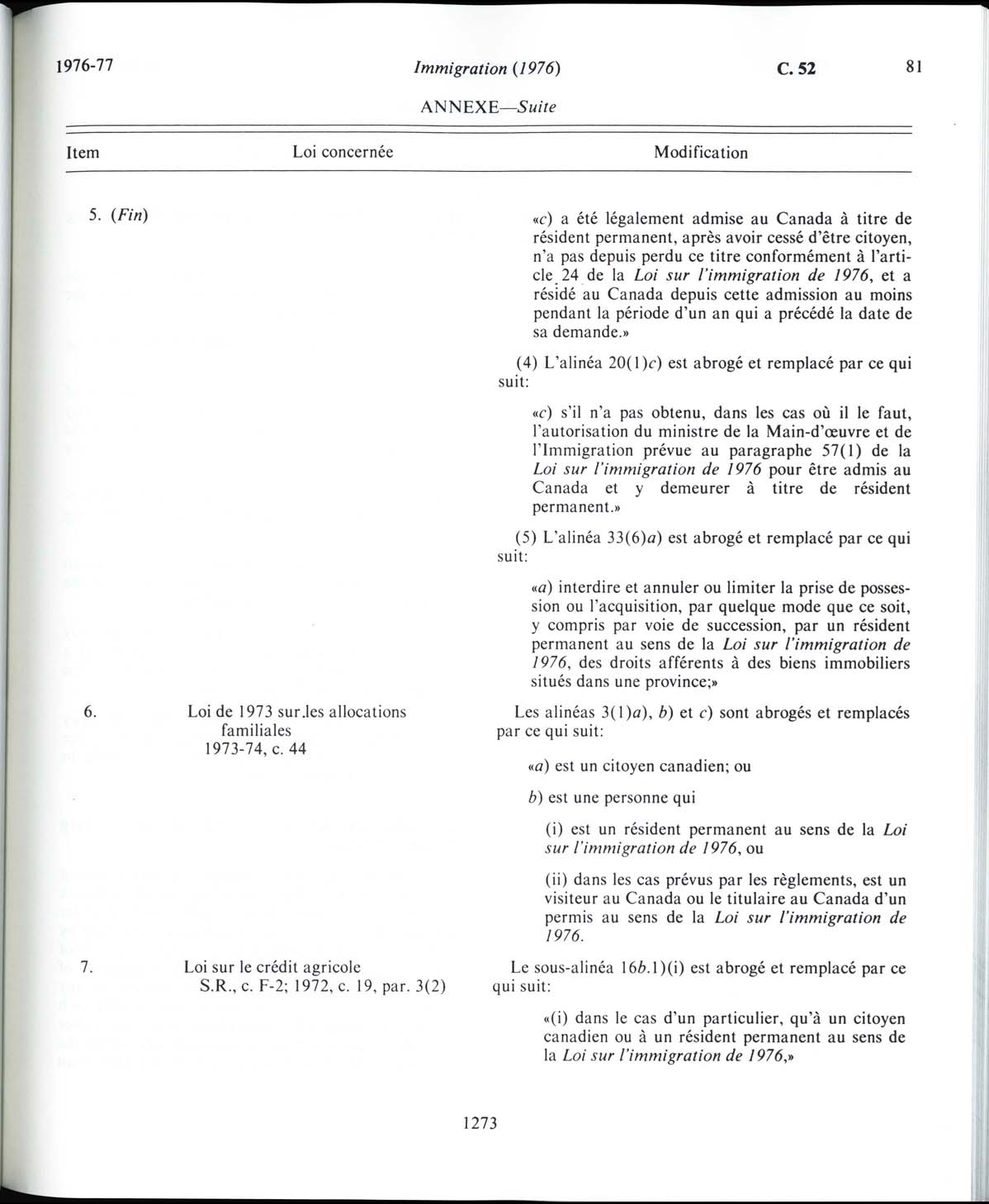Page 1273 Loi sur l’immigration de 1976