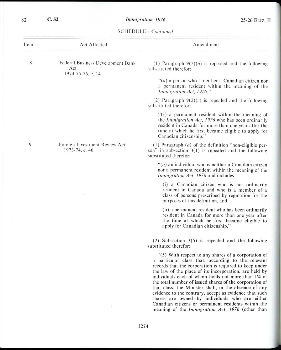 Page 1274 Loi sur l’immigration de 1976