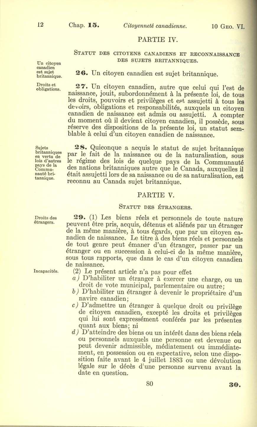 Chap. 15 Page 80 Loi sur la citoyenneté canadienne, 1947