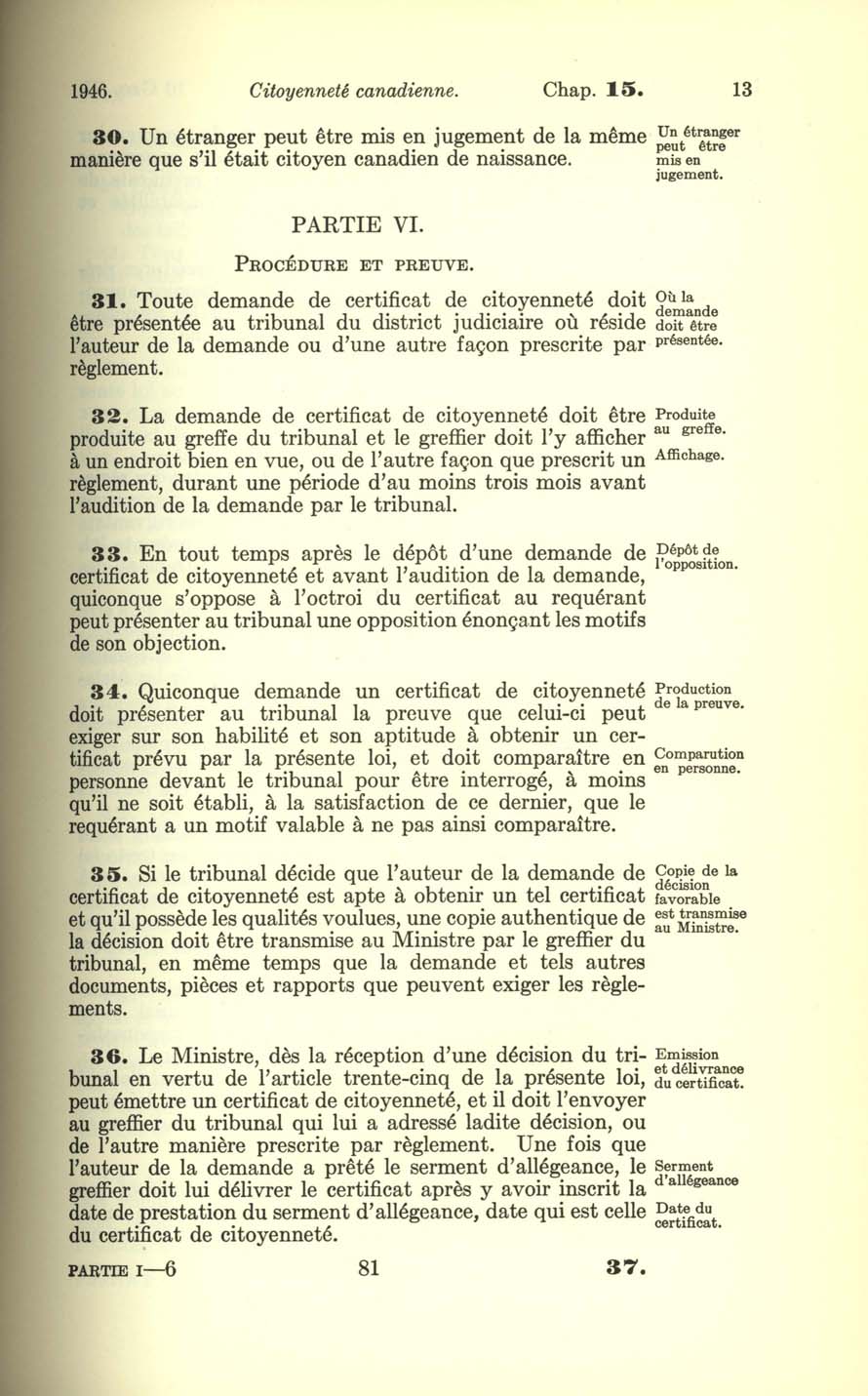 Chap. 15 Page 81 Loi sur la citoyenneté canadienne, 1947