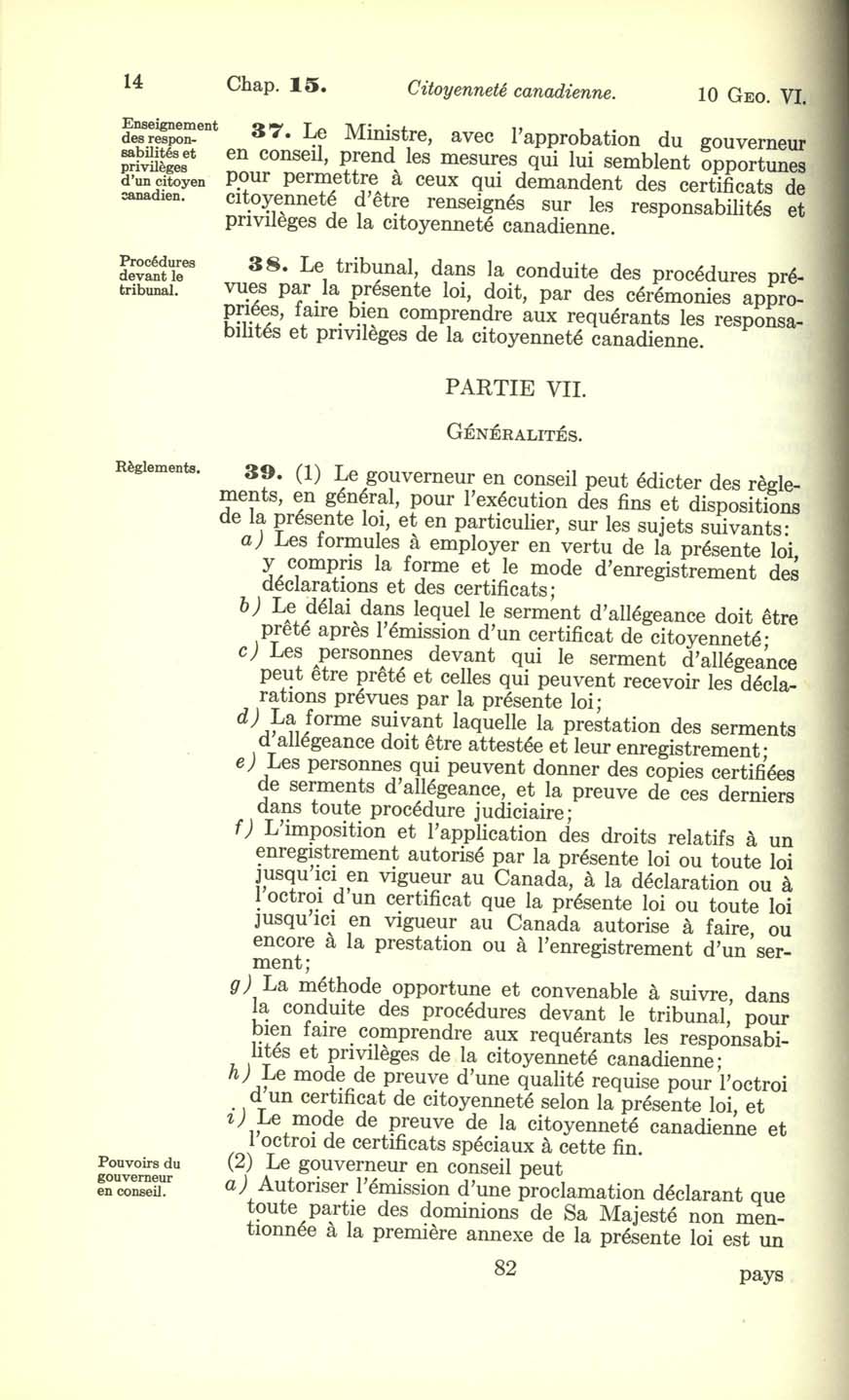 Chap. 15 Page 82 Loi sur la citoyenneté canadienne, 1947