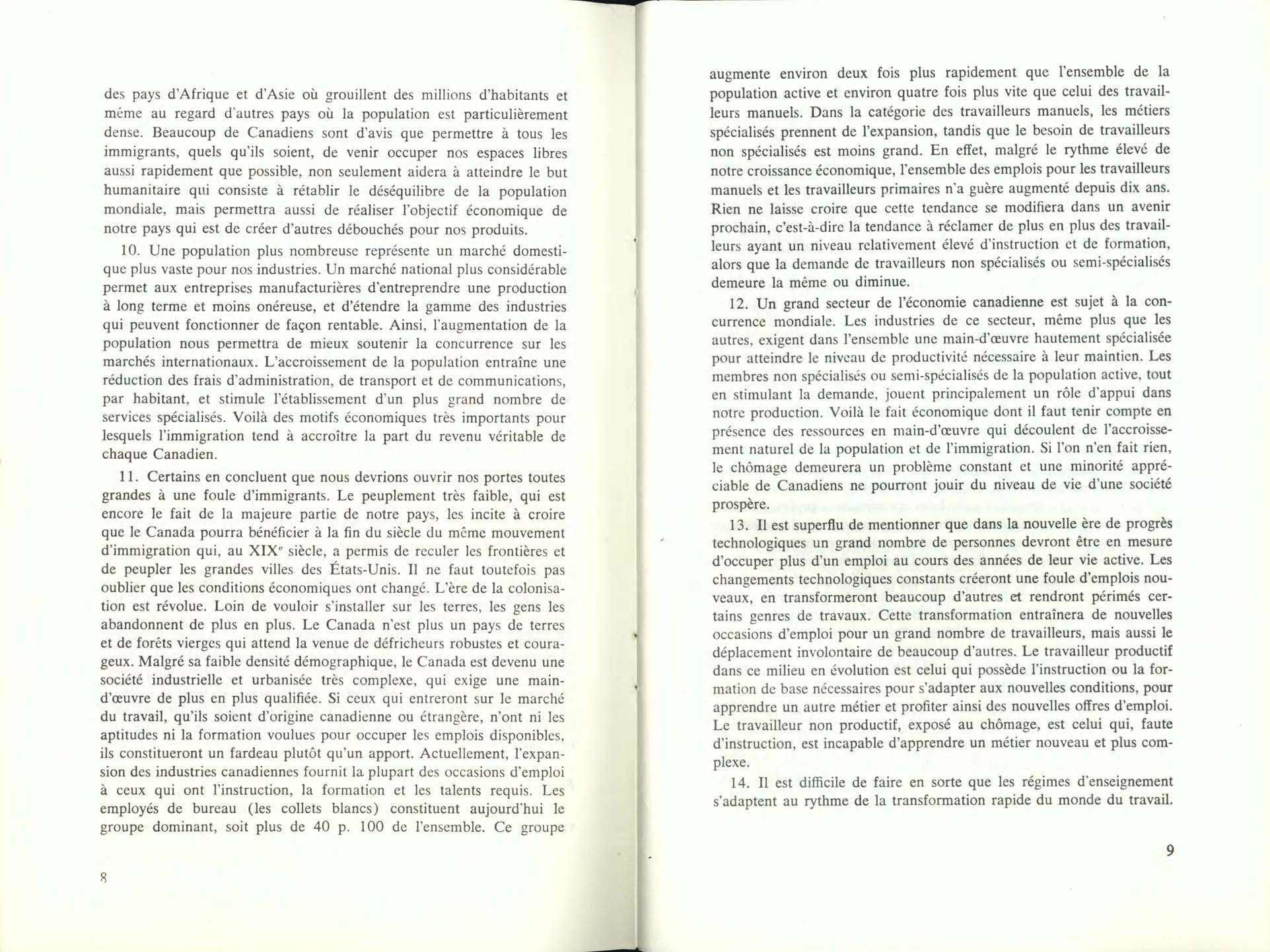 Page 8, 9 Livre Blanc sur l’immigration, 1966