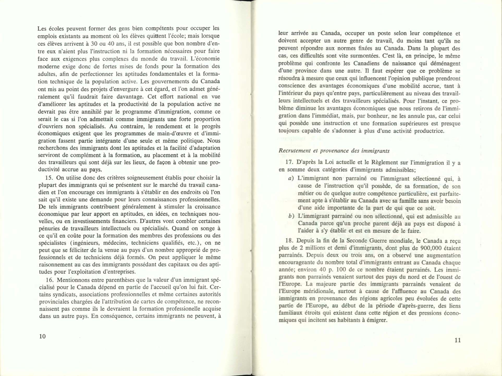 Page 10, 11 Livre Blanc sur l’immigration, 1966