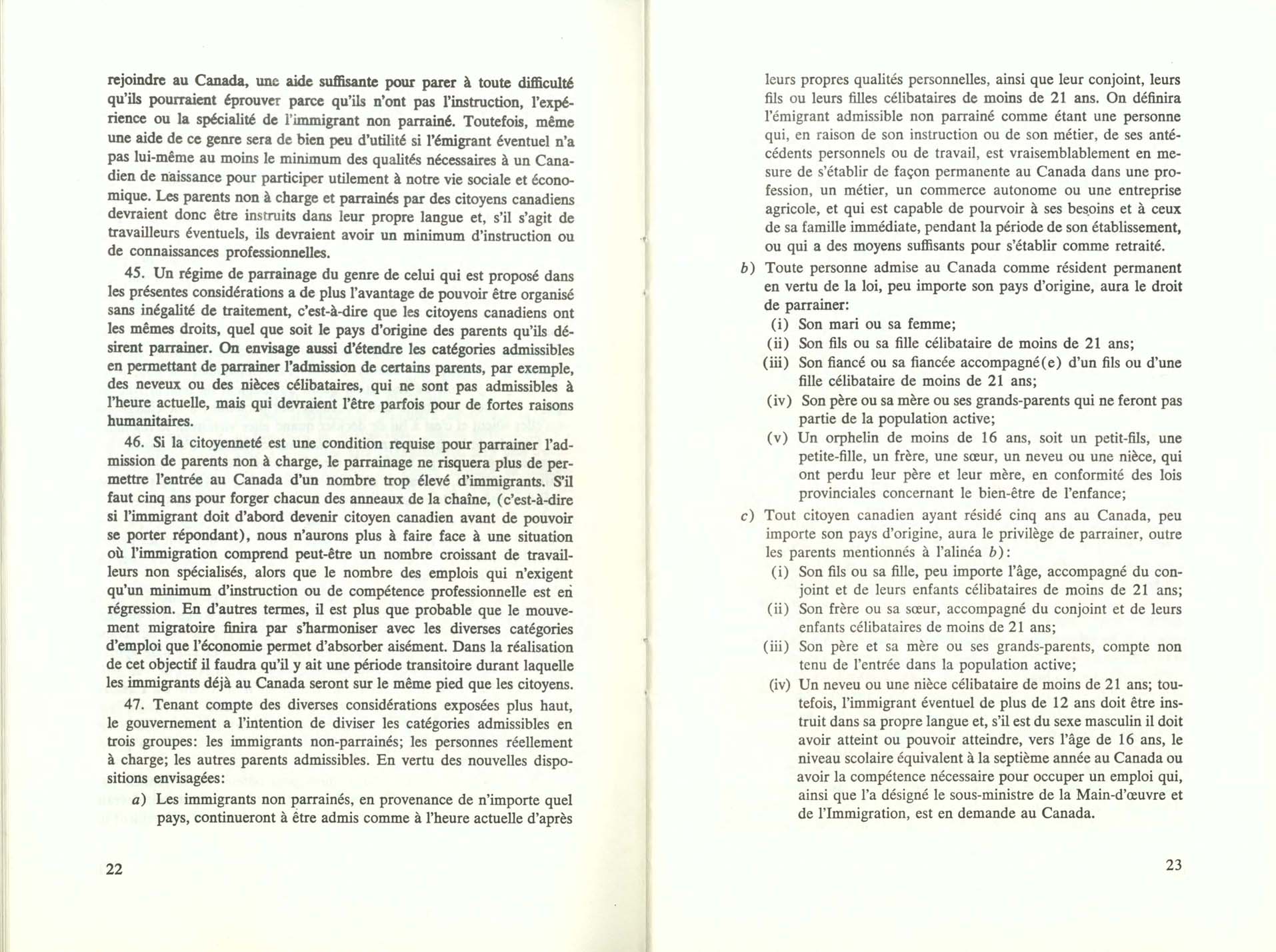Page 22, 23 Livre Blanc sur l’immigration, 1966