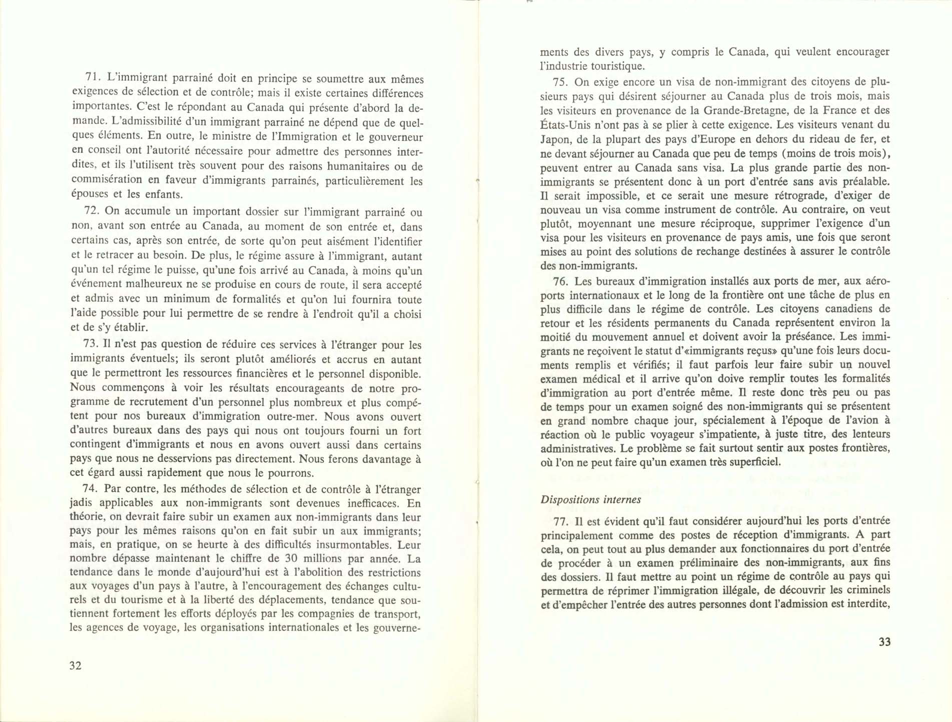 Page 32, 33 Livre Blanc sur l’immigration, 1966