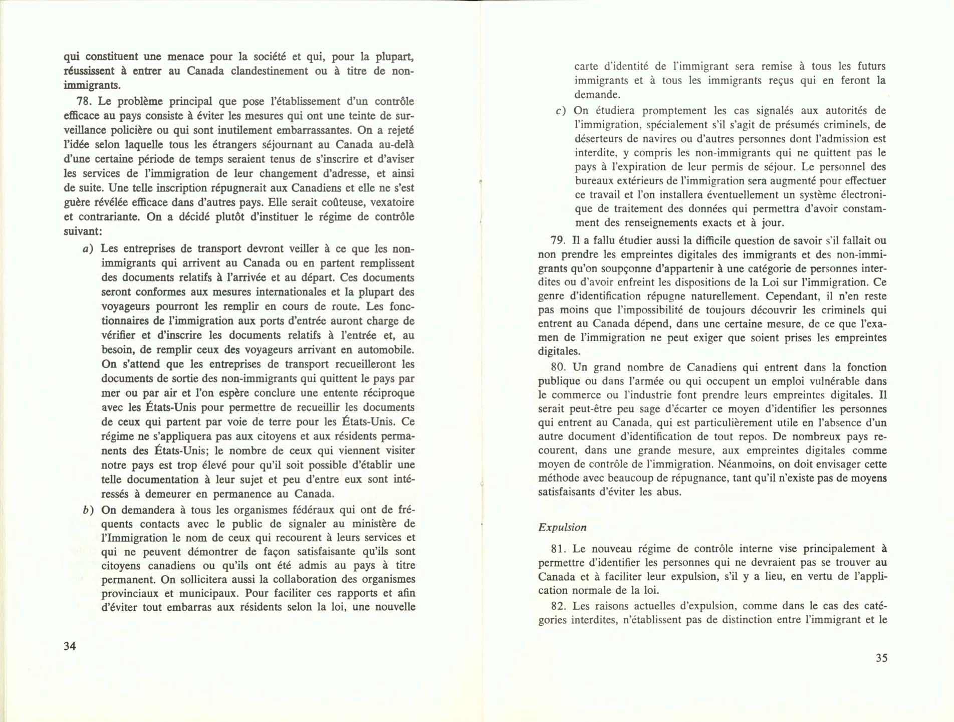 Page 34, 35 Livre Blanc sur l’immigration, 1966