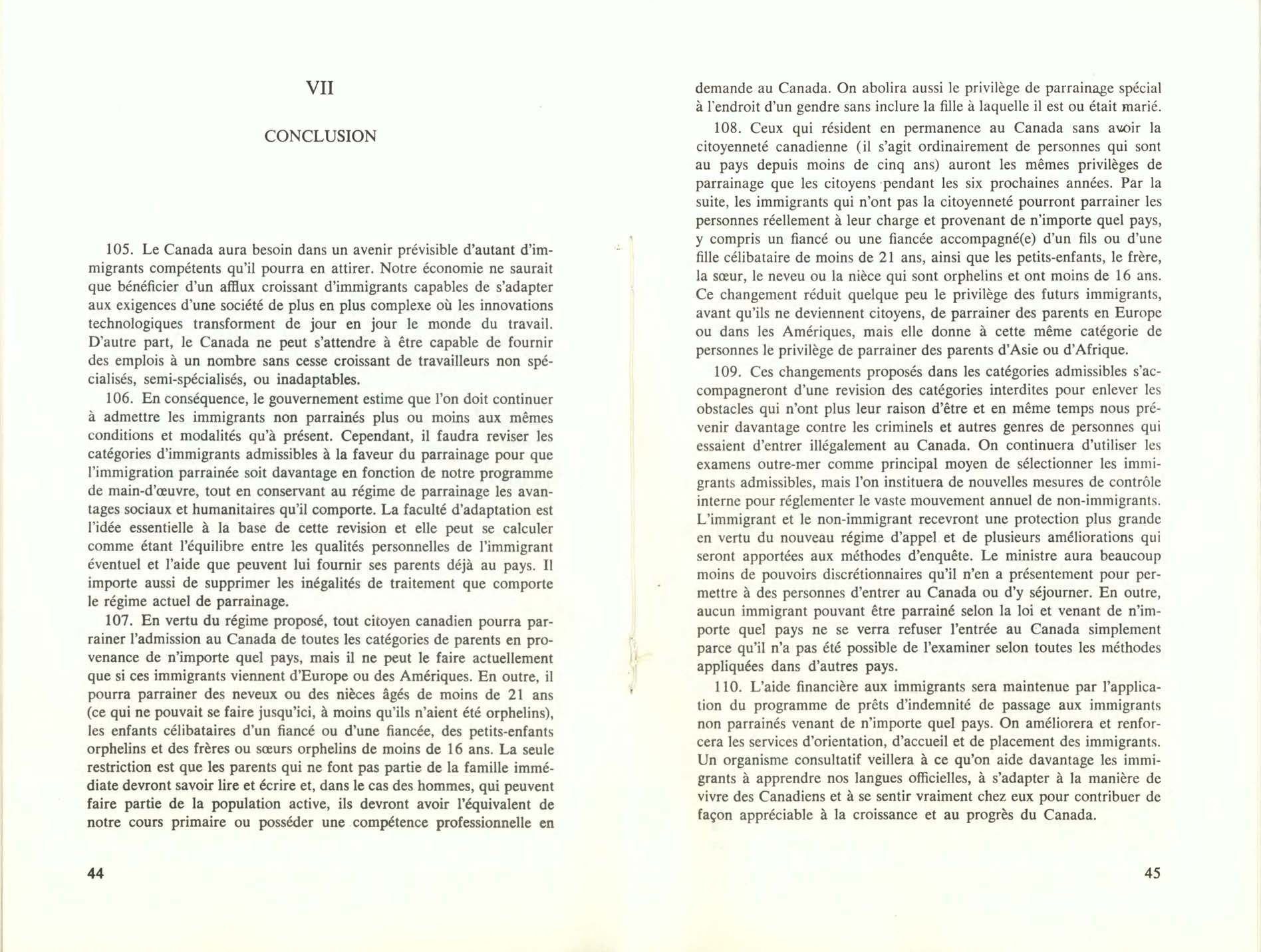 Page 44, 45 Livre Blanc sur l’immigration, 1966