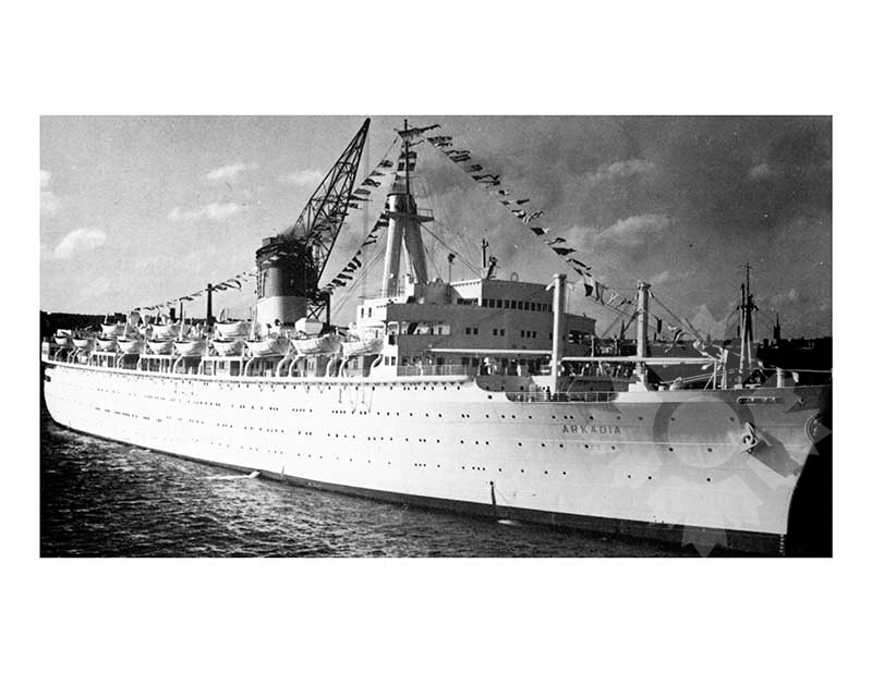 Photo en noir et blanc du navire Arkadia (SS)