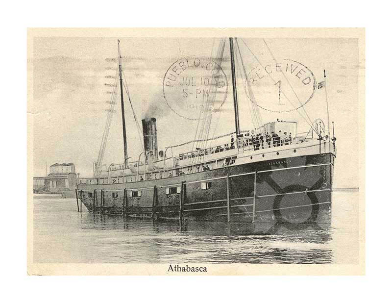 Photo en noir et blanc du navire Athabasca (RMS)