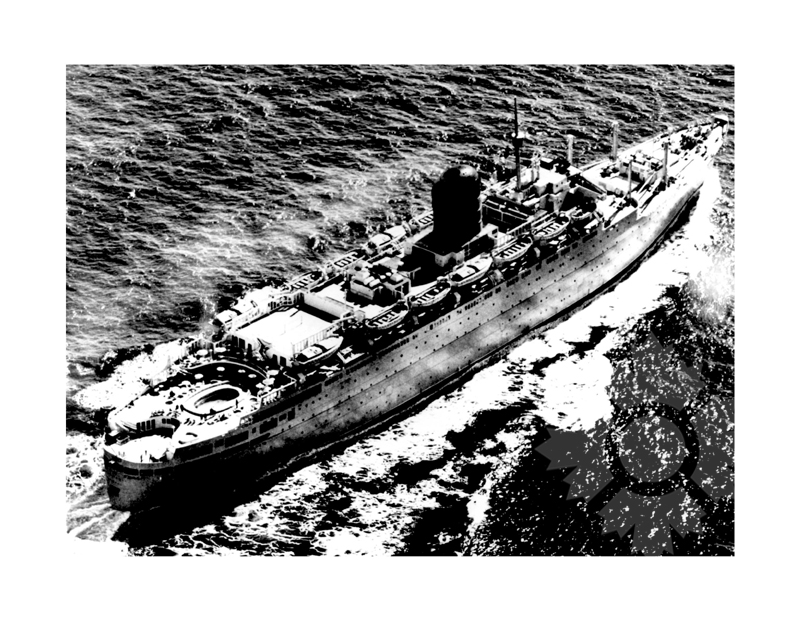 Photo en noir et blanc du navire Arosa Carmania II (RMS)