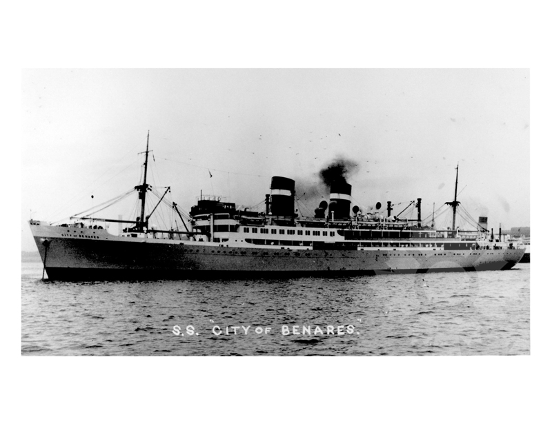 Photo en noir et blanc du navire city of Benares 