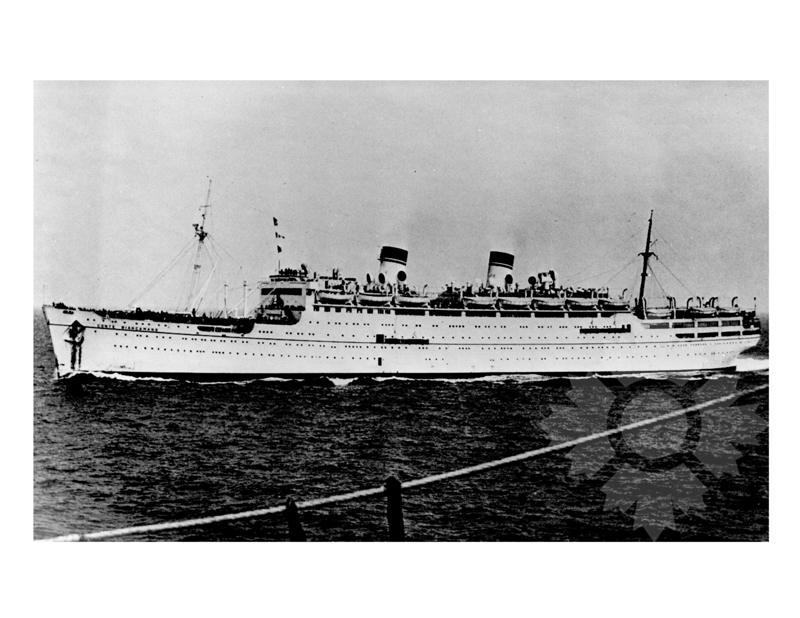 Photo en noir et blanc du navire Conte Biancamano (SS) (1925-1960)