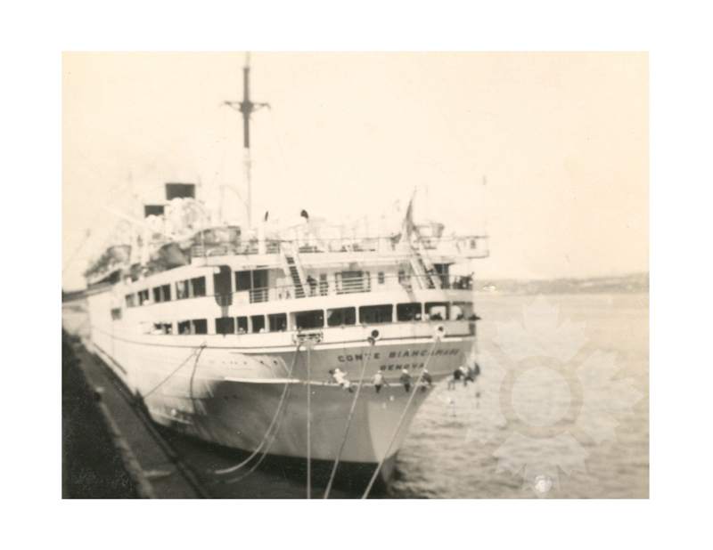 Photo en noir et blanc du navire Conte Biancamano (SS) (1925-1960)