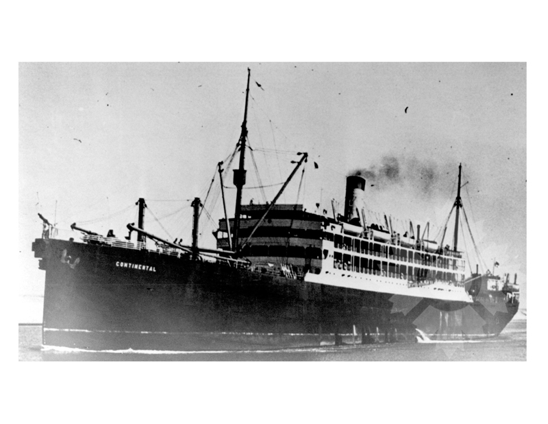 Photo en noir et blanc du navire Continental (SS) (1947-1950)