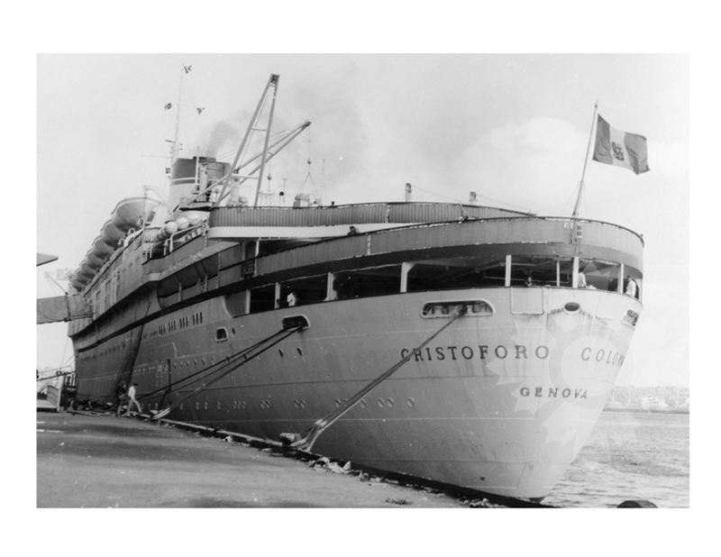 Photo en noir et blanc du navire Cristoforo Colombo (SS) (1952-1981)