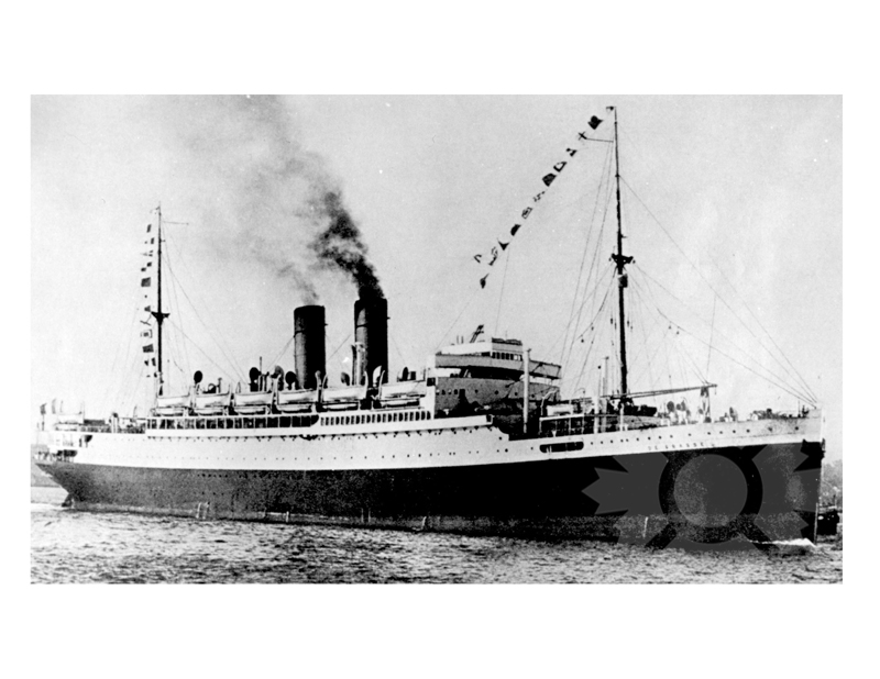 Photo en noir et blanc du navire De Grasse (SS) (1924-53) (empress of australia 1953-55 venezuala 1956-62)