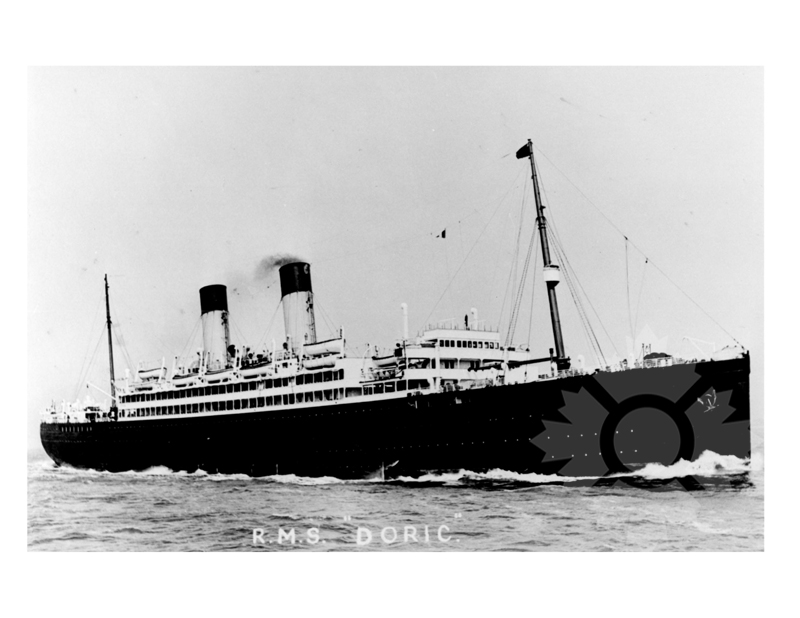 Photo en noir et blanc du navire Doric (RMS) (1922-1935)